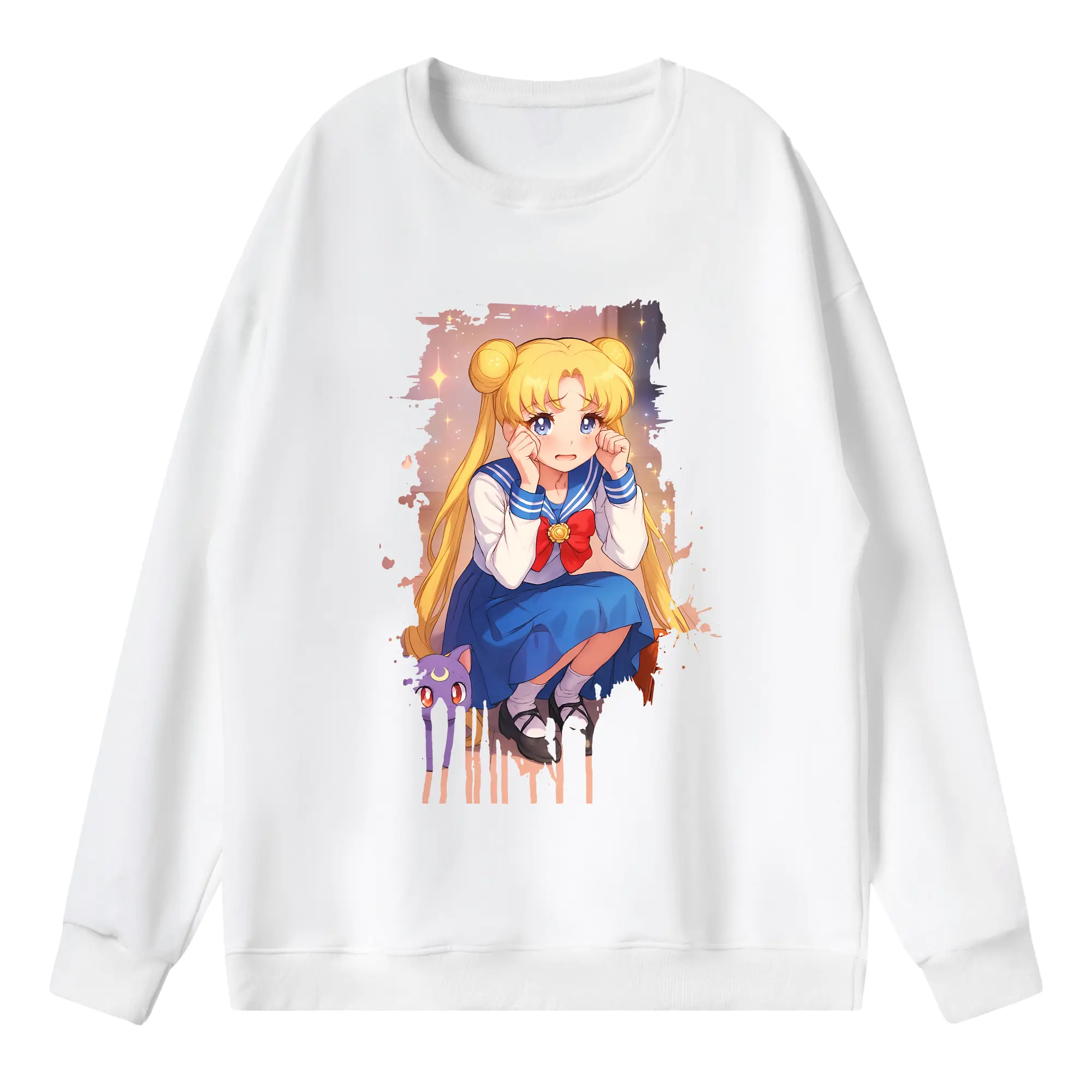 美少女戦士セーラームーン グッズ 月野 うさぎ - 薄手 クルーネック スウェット 裏毛260g · ポリエステル 春秋向け カジュアル 男女兼用 · トレーナー デイリー スポーツ 散歩に最適