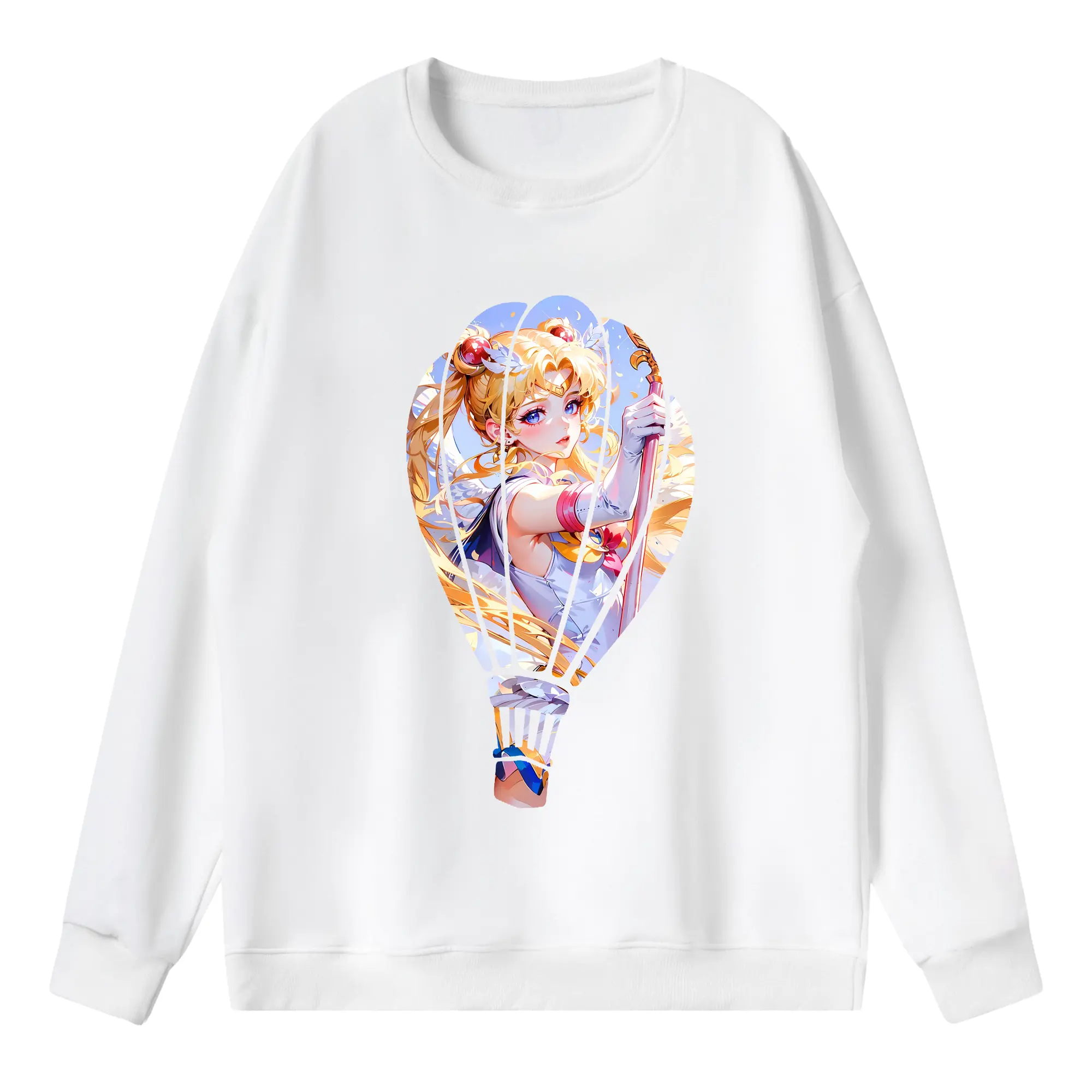 美少女戦士セーラームーン グッズ 月野 うさぎ - 薄手 クルーネック スウェット 裏毛260g · ポリエステル 春秋向け カジュアル 男女兼用 · トレーナー デイリー スポーツ 散歩に最適