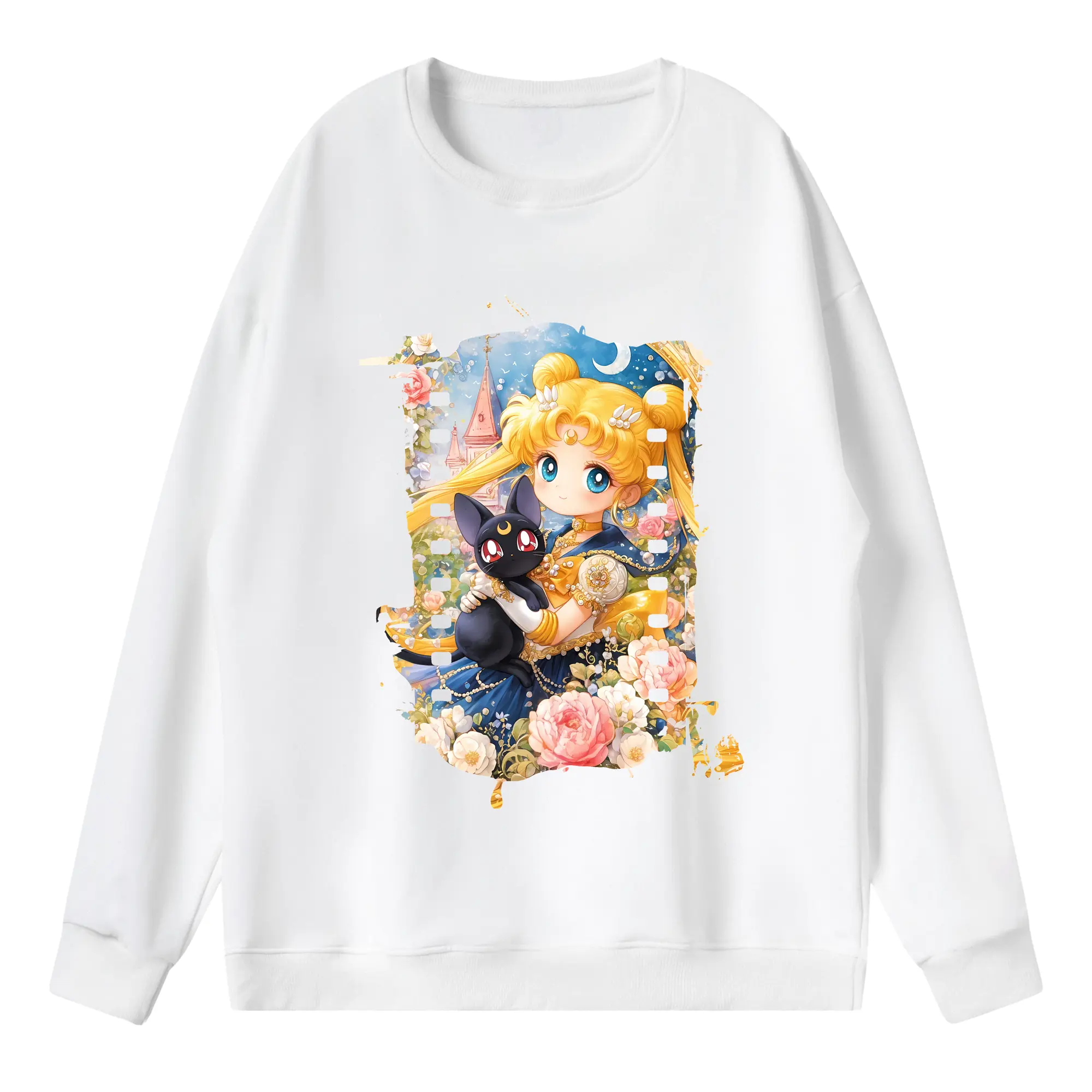 美少女戦士セーラームーン グッズ 月野 うさぎ - 薄手 クルーネック スウェット 裏毛260g · ポリエステル 春秋向け カジュアル 男女兼用 · トレーナー デイリー スポーツ 散歩に最適