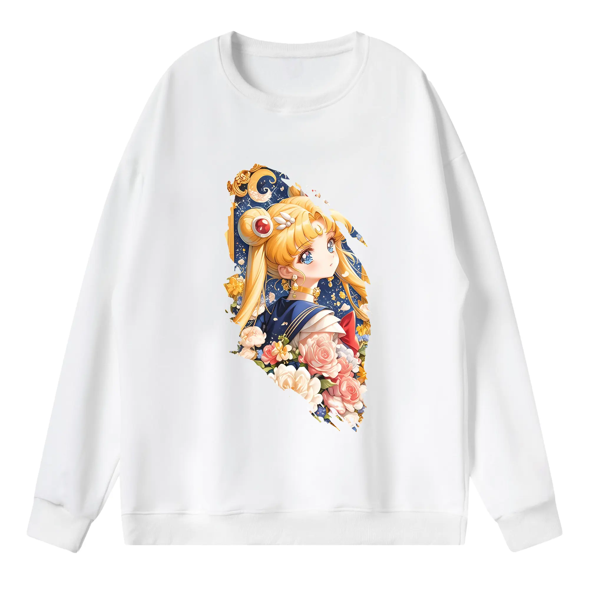 美少女戦士セーラームーン グッズ 月野 うさぎ - 薄手 クルーネック スウェット 裏毛260g · ポリエステル 春秋向け カジュアル 男女兼用 · トレーナー デイリー スポーツ 散歩に最適