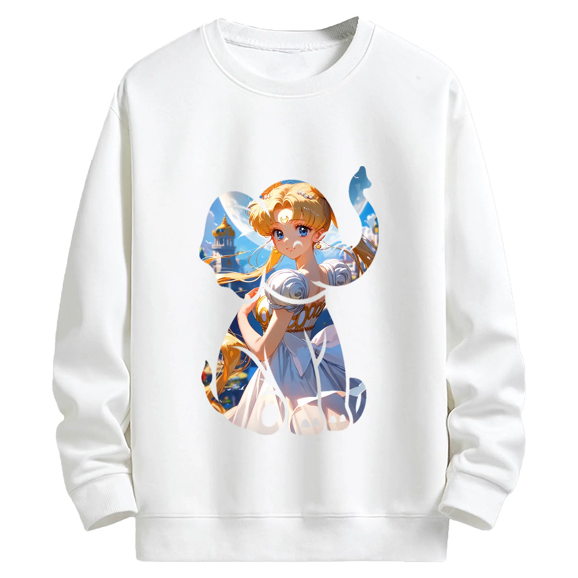 美少女戦士セーラームーン グッズ 月野 うさぎ - キッズ クルーネックスウェットシャツ ・ フロントプリント ・ 綿80％ ポリエステル20％ ・ 快適 通学 スポーツ 日常使い お散歩用