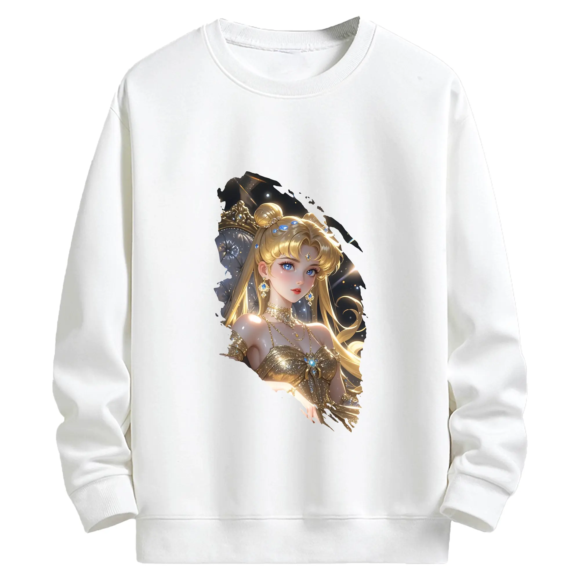 美少女戦士セーラームーン グッズ 月野 うさぎ - キッズ クルーネックスウェットシャツ ・ フロントプリント ・ 綿80％ ポリエステル20％ ・ 快適 通学 スポーツ 日常使い お散歩用