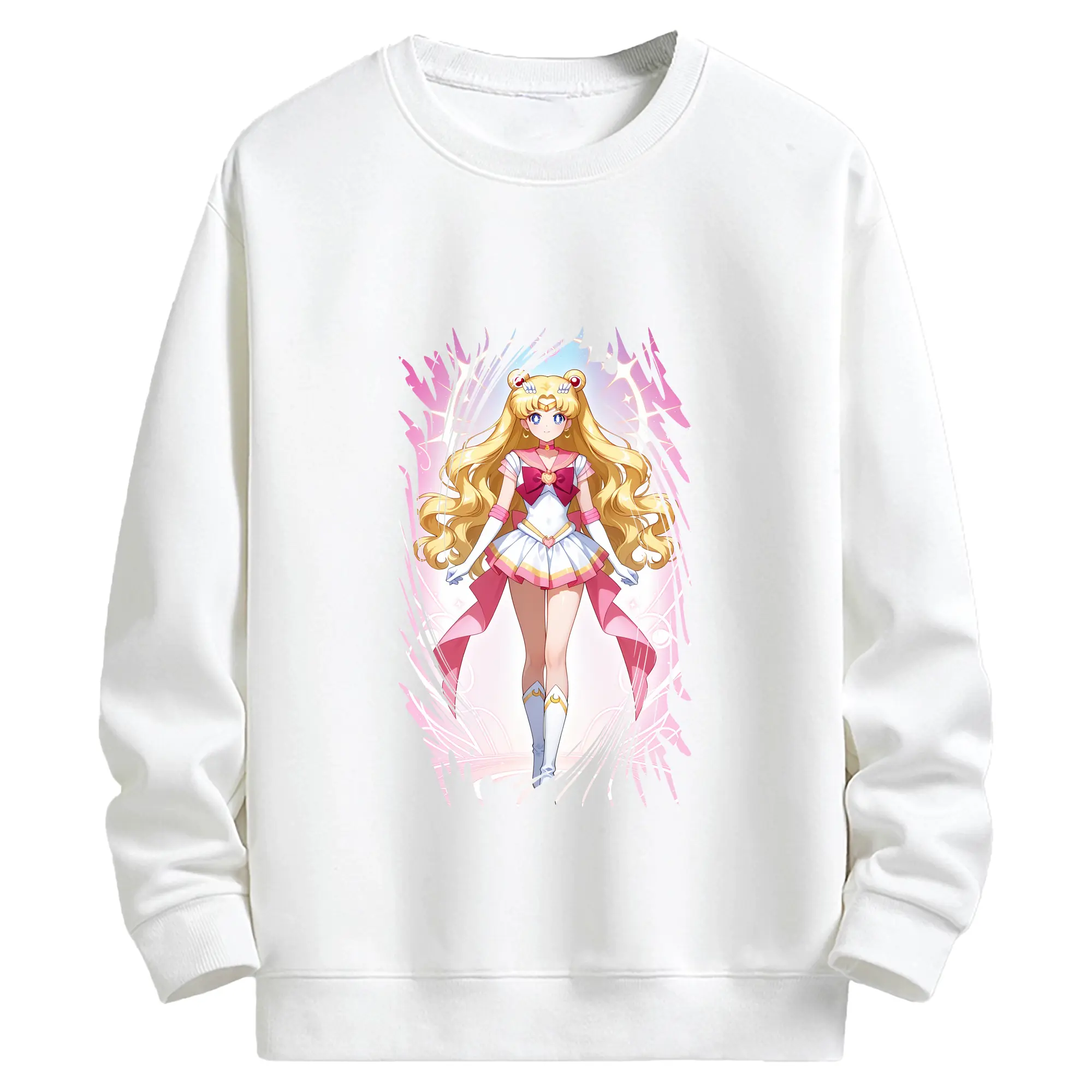 美少女戦士セーラームーン グッズ 月野 うさぎ - キッズ クルーネックスウェットシャツ ・ フロントプリント ・ 綿80％ ポリエステル20％ ・ 快適 通学 スポーツ 日常使い お散歩用