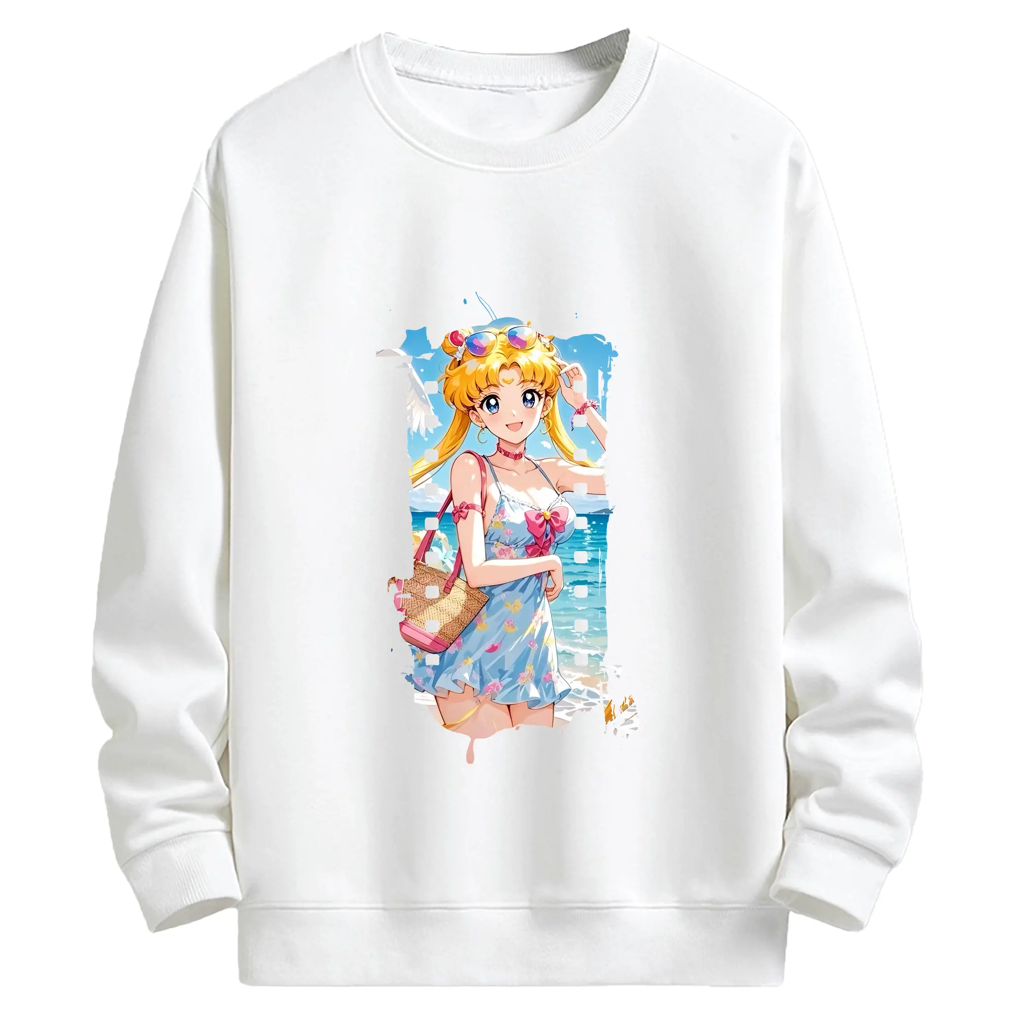 美少女戦士セーラームーン グッズ 月野 うさぎ - キッズ クルーネックスウェットシャツ ・ フロントプリント ・ 綿80％ ポリエステル20％ ・ 快適 通学 スポーツ 日常使い お散歩用