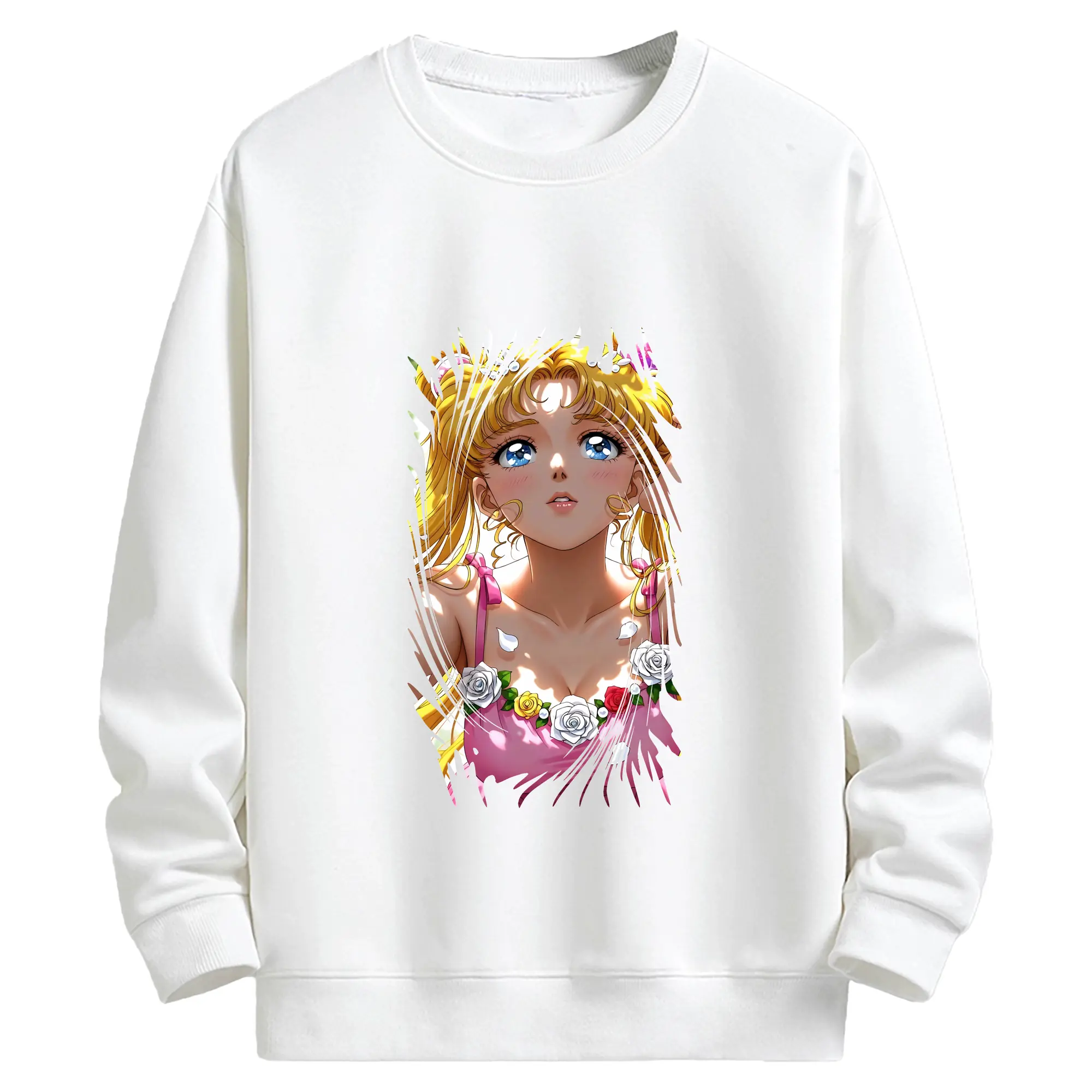 美少女戦士セーラームーン グッズ 月野 うさぎ - キッズ クルーネックスウェットシャツ ・ フロントプリント ・ 綿80％ ポリエステル20％ ・ 快適 通学 スポーツ 日常使い お散歩用