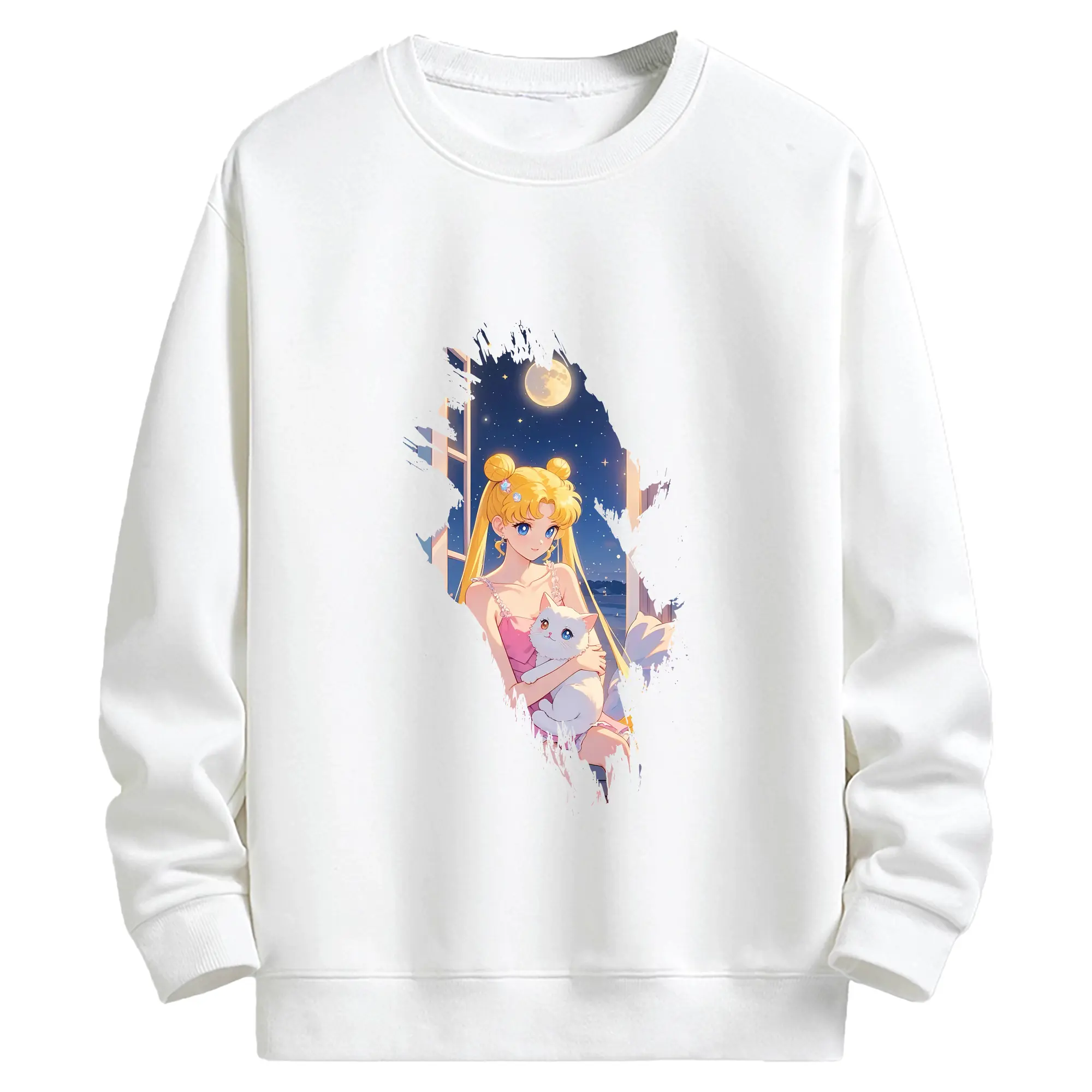 美少女戦士セーラームーン グッズ 月野 うさぎ - キッズ クルーネックスウェットシャツ ・ フロントプリント ・ 綿80％ ポリエステル20％ ・ 快適 通学 スポーツ 日常使い お散歩用