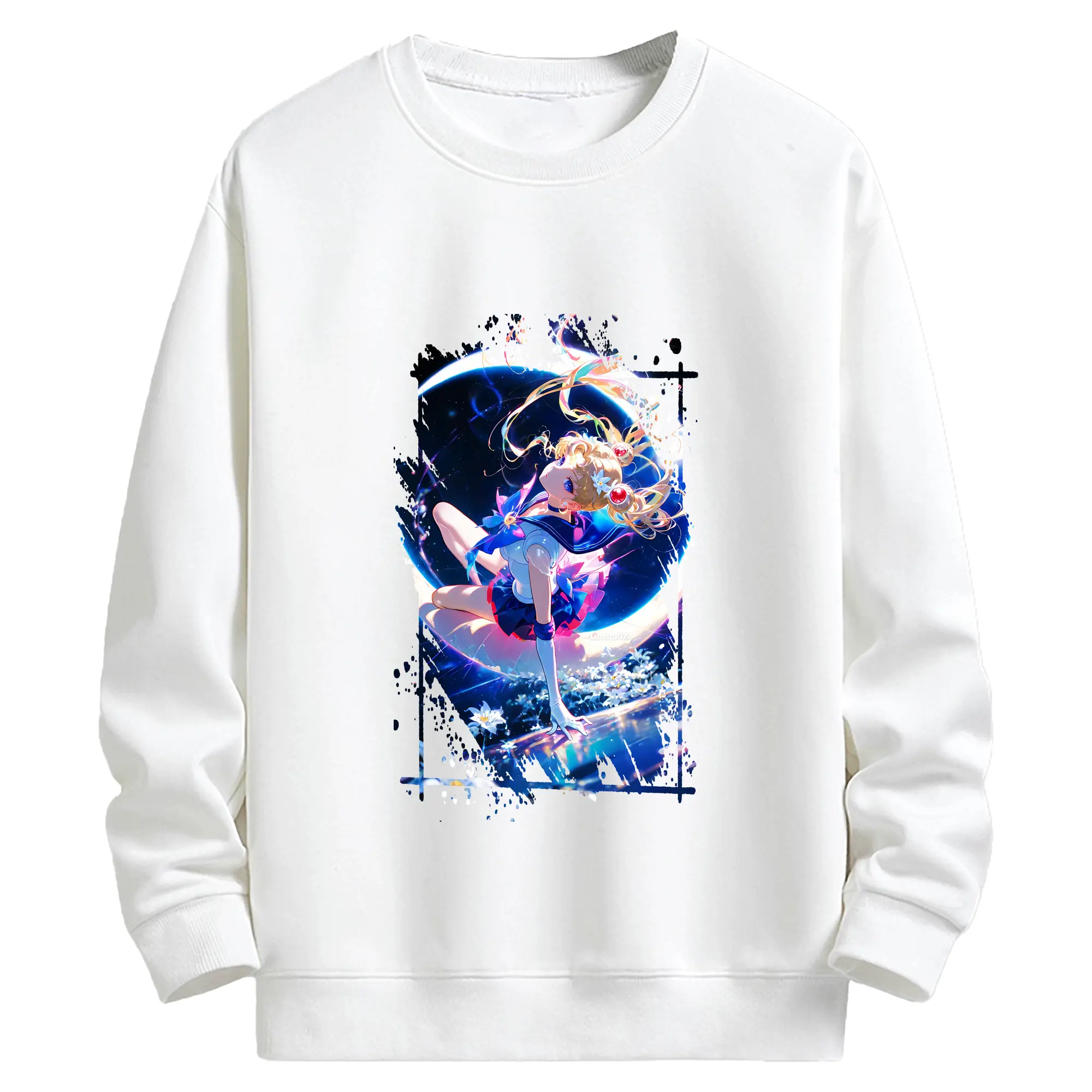 美少女戦士セーラームーン グッズ 月野 うさぎ - キッズ クルーネックスウェットシャツ ・ フロントプリント ・ 綿80％ ポリエステル20％ ・ 快適 通学 スポーツ 日常使い お散歩用