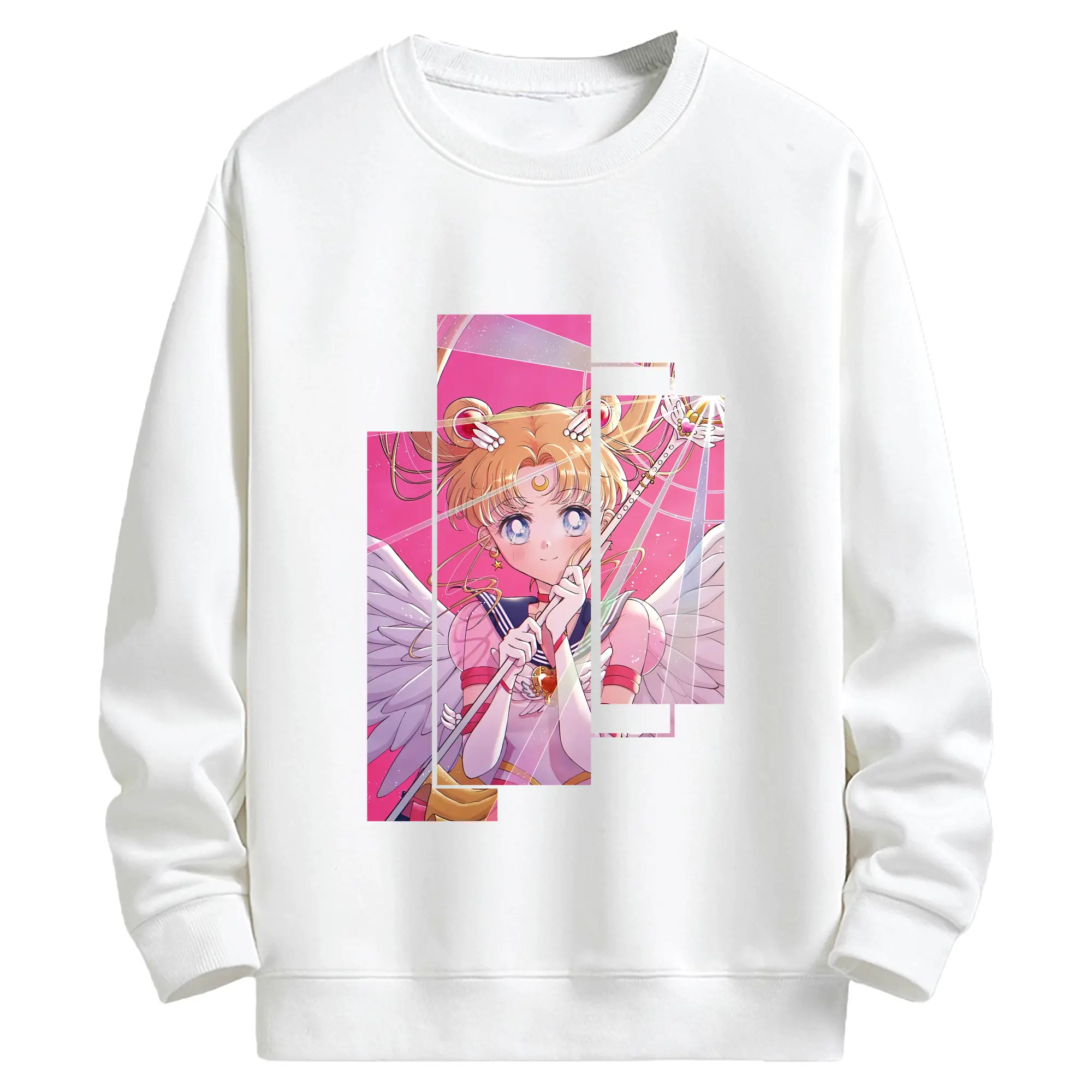 美少女戦士セーラームーン グッズ 月野 うさぎ - キッズ クルーネックスウェットシャツ ・ フロントプリント ・ 綿80％ ポリエステル20％ ・ 快適 通学 スポーツ 日常使い お散歩用