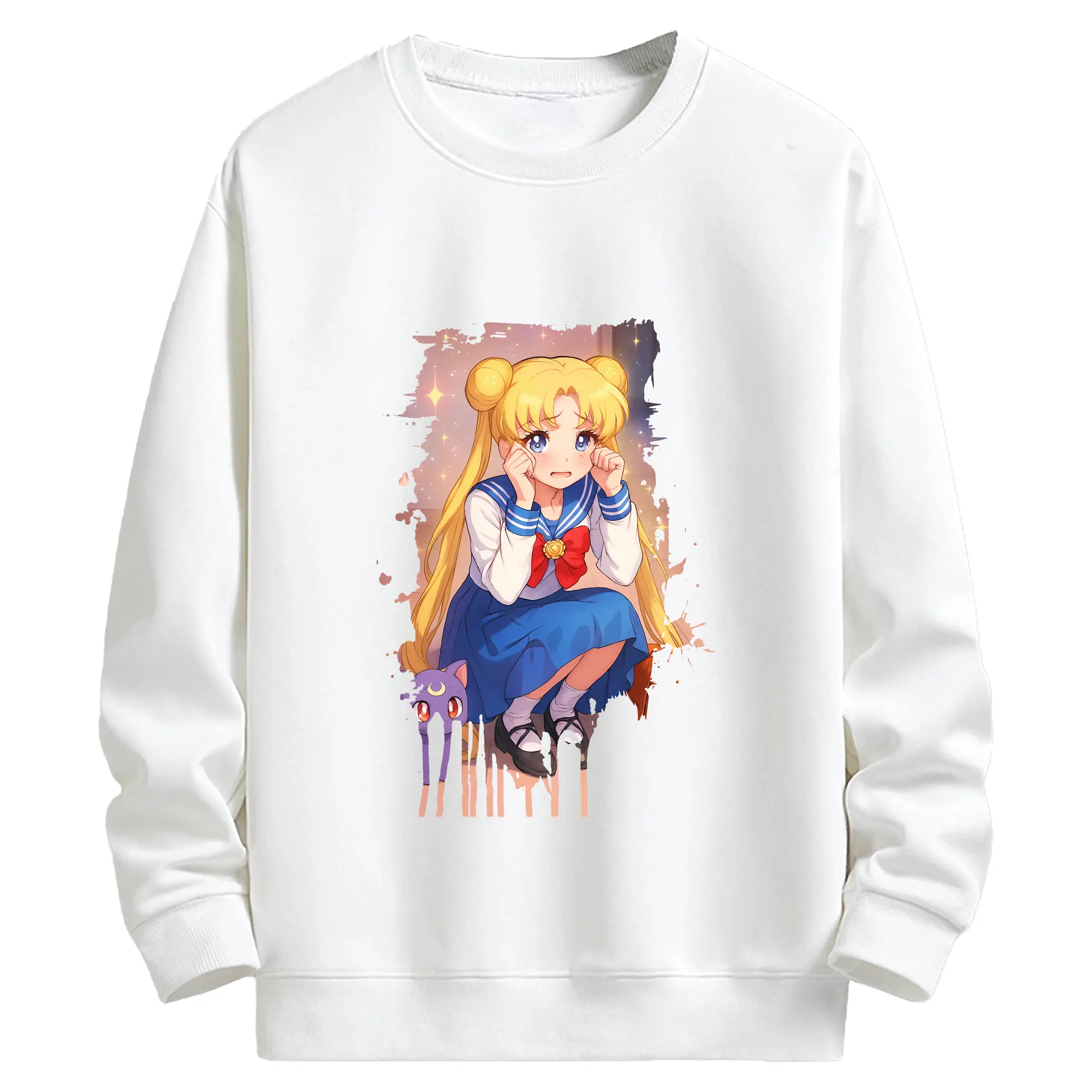 美少女戦士セーラームーン グッズ 月野 うさぎ - キッズ クルーネックスウェットシャツ ・ フロントプリント ・ 綿80％ ポリエステル20％ ・ 快適 通学 スポーツ 日常使い お散歩用