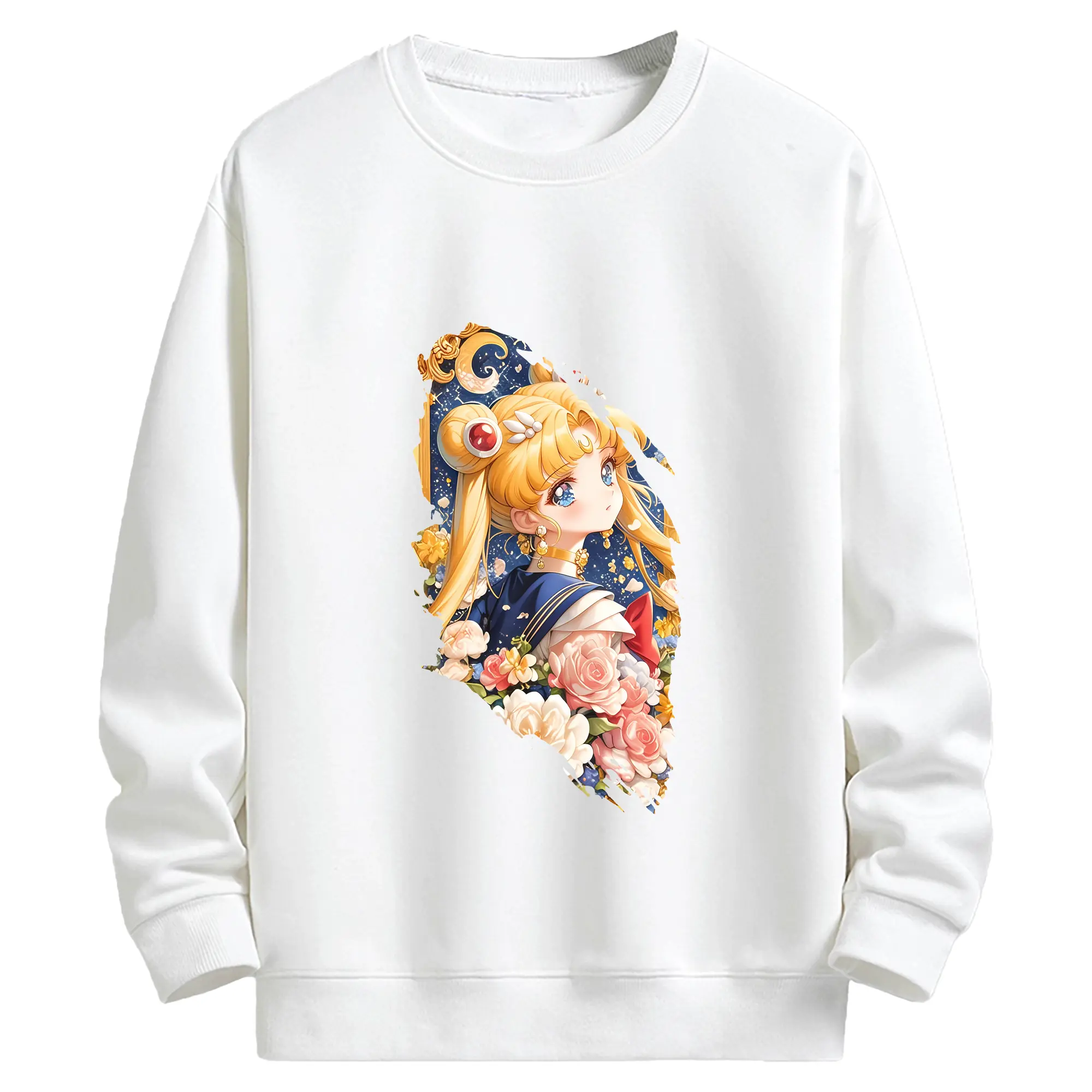 美少女戦士セーラームーン グッズ 月野 うさぎ - キッズ クルーネックスウェットシャツ ・ フロントプリント ・ 綿80％ ポリエステル20％ ・ 快適 通学 スポーツ 日常使い お散歩用