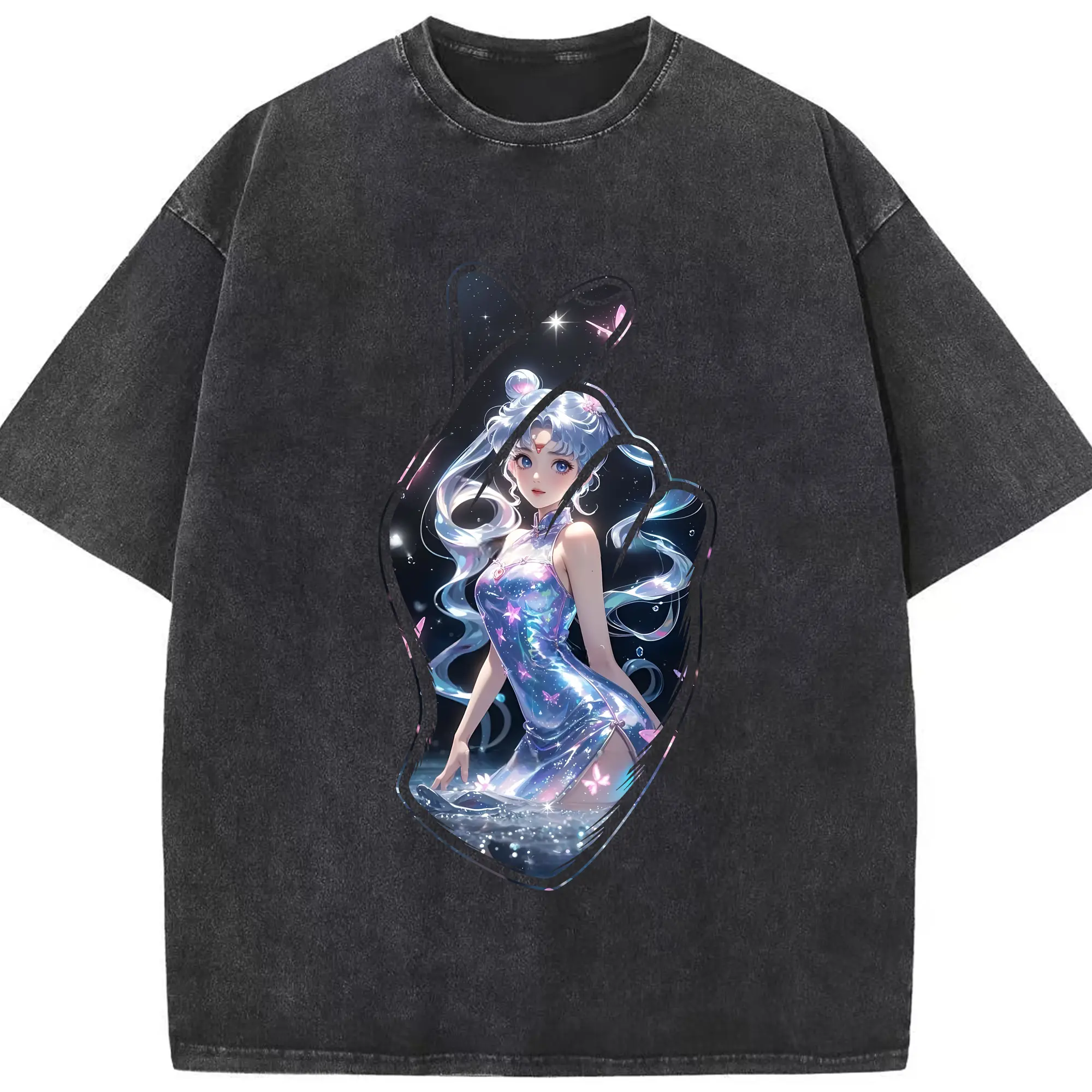 美少女戦士セーラームーン グッズ 月野 うさぎ - 綿100％ ヴィンテージ風 半袖Tシャツ ・ フロントプリント ・ 柔らか肌触り ・ 通気性 快適 ・ スポーツ カジュアル 外出用