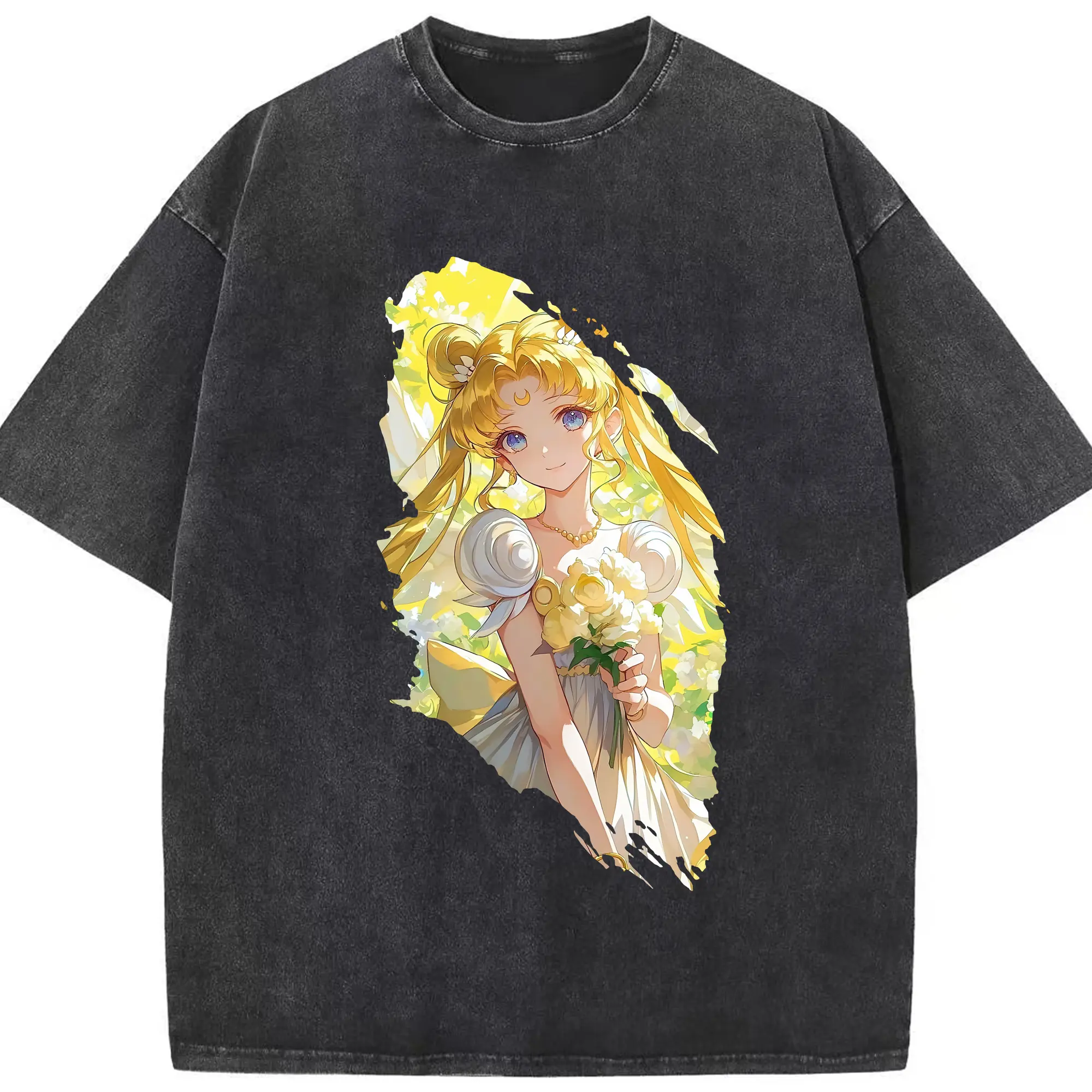 美少女戦士セーラームーン グッズ 月野 うさぎ - 綿100％ ヴィンテージ風 半袖Tシャツ ・ フロントプリント ・ 柔らか肌触り ・ 通気性 快適 ・ スポーツ カジュアル 外出用
