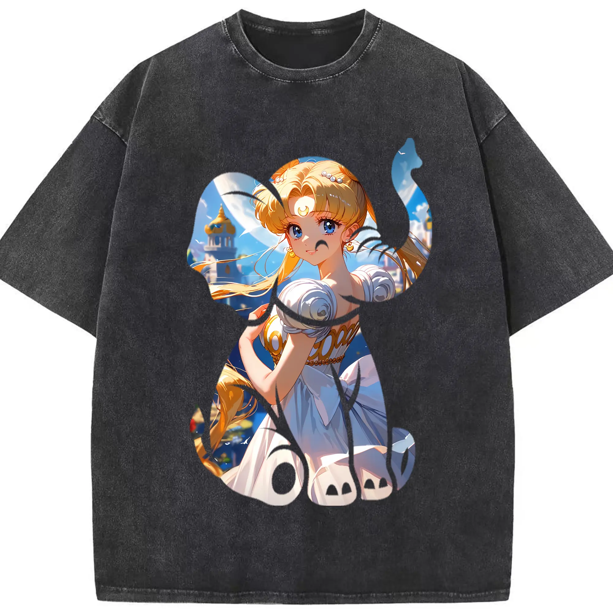 美少女戦士セーラームーン グッズ 月野 うさぎ - 綿100％ ヴィンテージ風 半袖Tシャツ ・ フロントプリント ・ 柔らか肌触り ・ 通気性 快適 ・ スポーツ カジュアル 外出用
