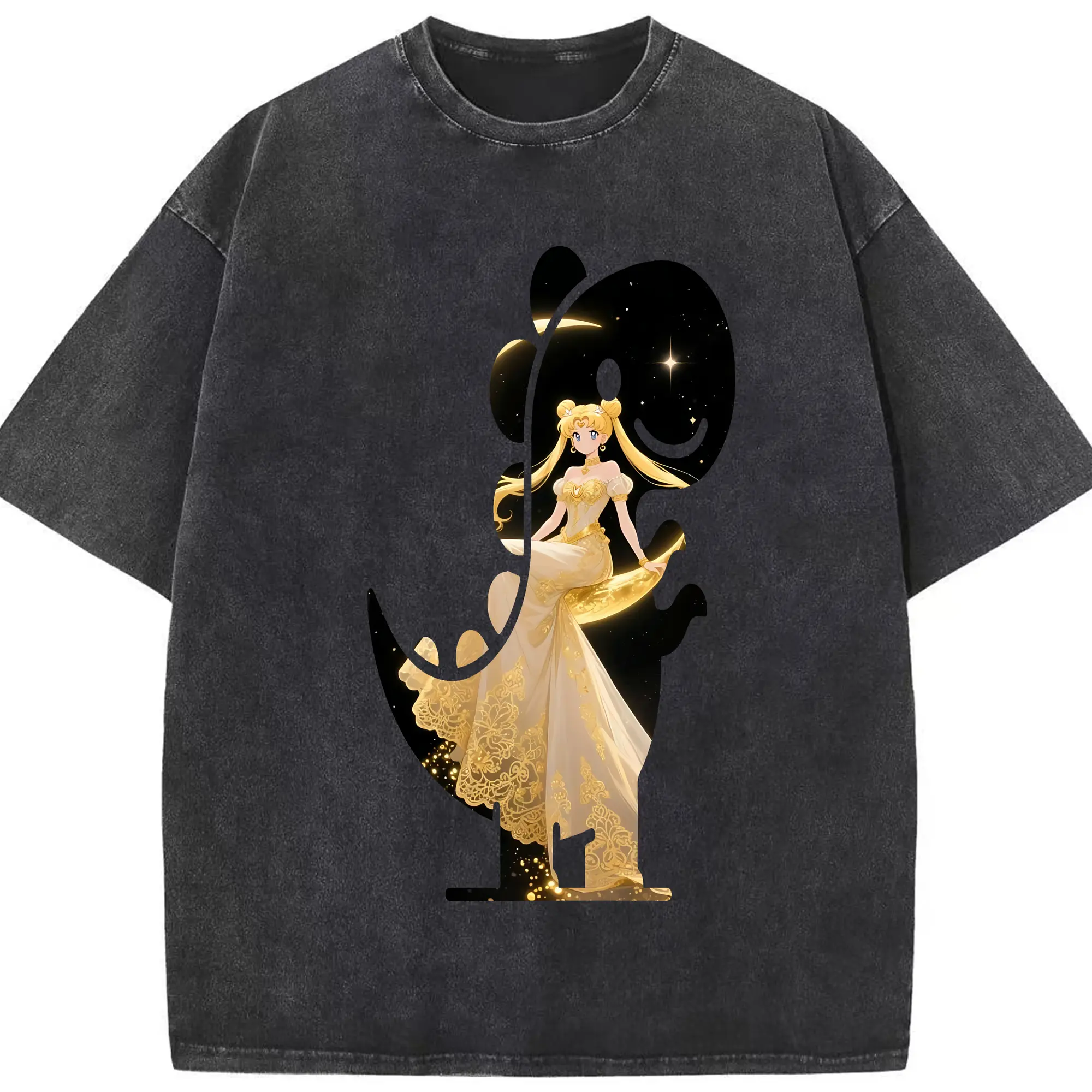 美少女戦士セーラームーン グッズ 月野 うさぎ - 綿100％ ヴィンテージ風 半袖Tシャツ ・ フロントプリント ・ 柔らか肌触り ・ 通気性 快適 ・ スポーツ カジュアル 外出用