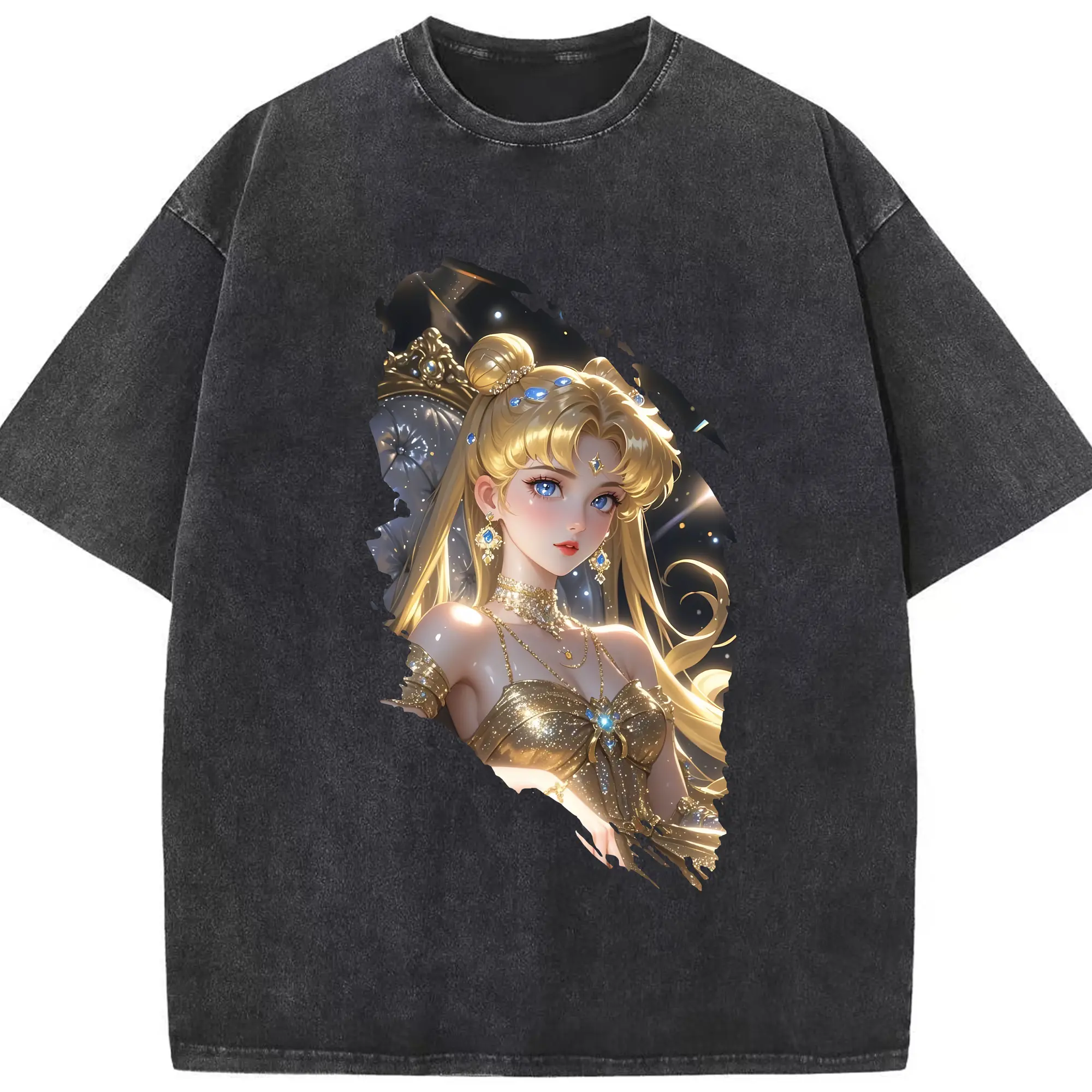 美少女戦士セーラームーン グッズ 月野 うさぎ - 綿100％ ヴィンテージ風 半袖Tシャツ ・ フロントプリント ・ 柔らか肌触り ・ 通気性 快適 ・ スポーツ カジュアル 外出用