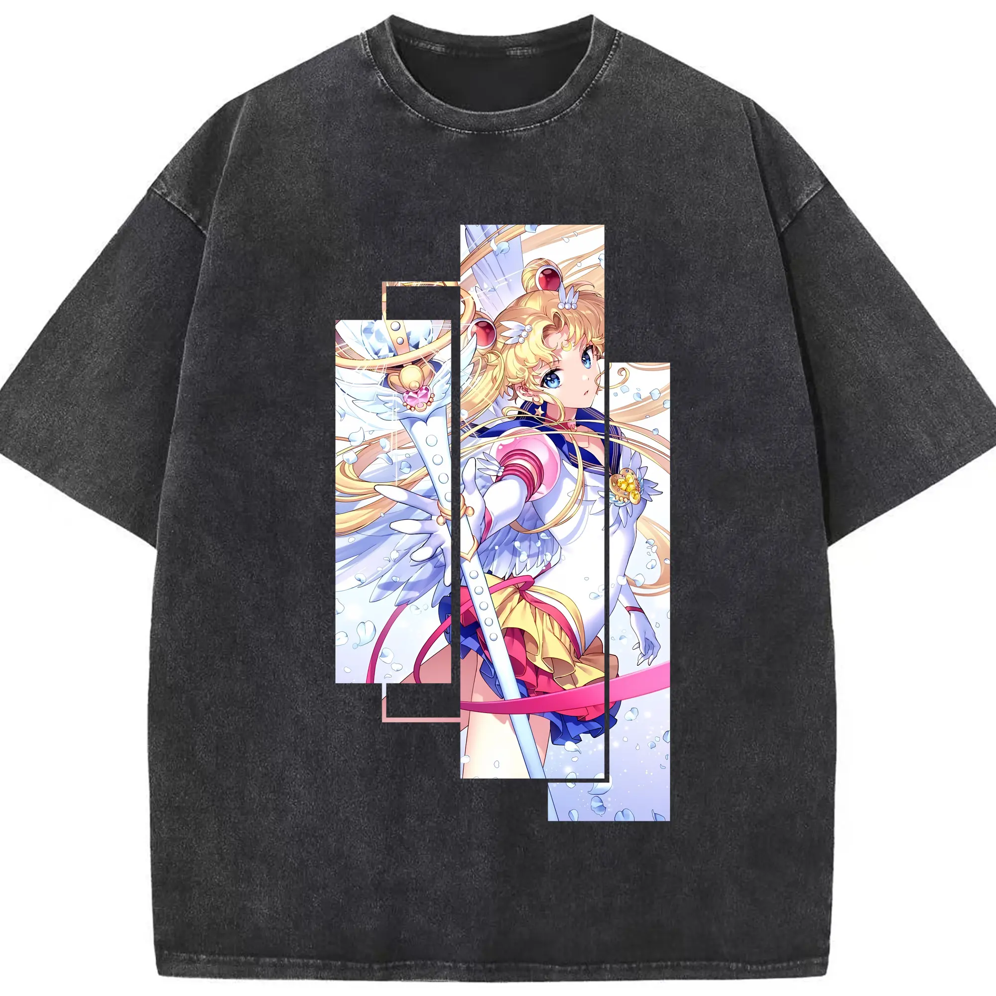 美少女戦士セーラームーン グッズ 月野 うさぎ - 綿100％ ヴィンテージ風 半袖Tシャツ ・ フロントプリント ・ 柔らか肌触り ・ 通気性 快適 ・ スポーツ カジュアル 外出用
