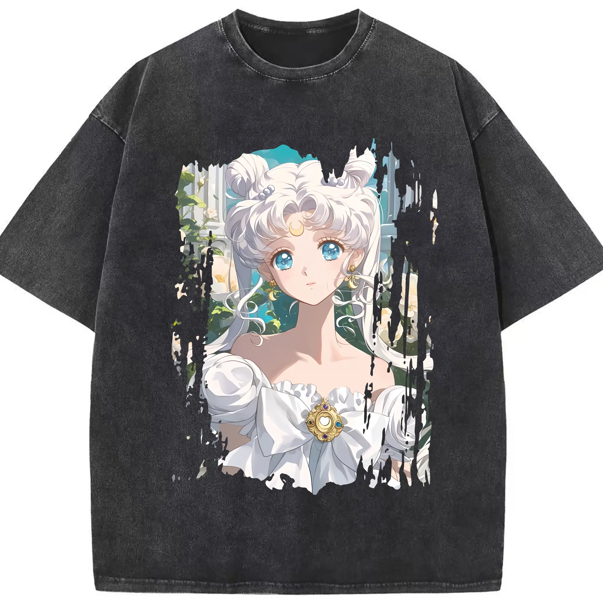 美少女戦士セーラームーン グッズ 月野 うさぎ - 綿100％ ヴィンテージ風 半袖Tシャツ ・ フロントプリント ・ 柔らか肌触り ・ 通気性 快適 ・ スポーツ カジュアル 外出用