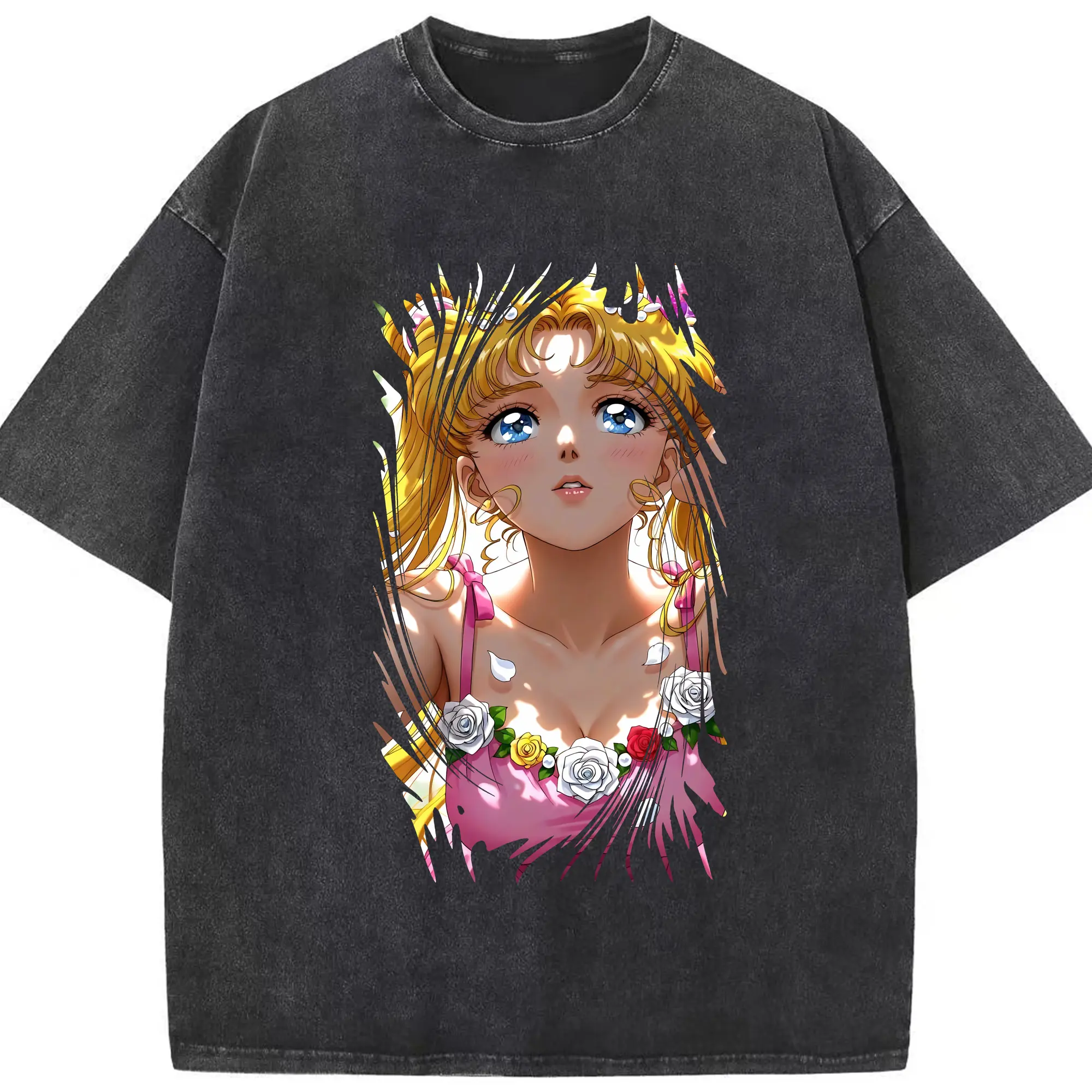 美少女戦士セーラームーン グッズ 月野 うさぎ - 綿100％ ヴィンテージ風 半袖Tシャツ ・ フロントプリント ・ 柔らか肌触り ・ 通気性 快適 ・ スポーツ カジュアル 外出用