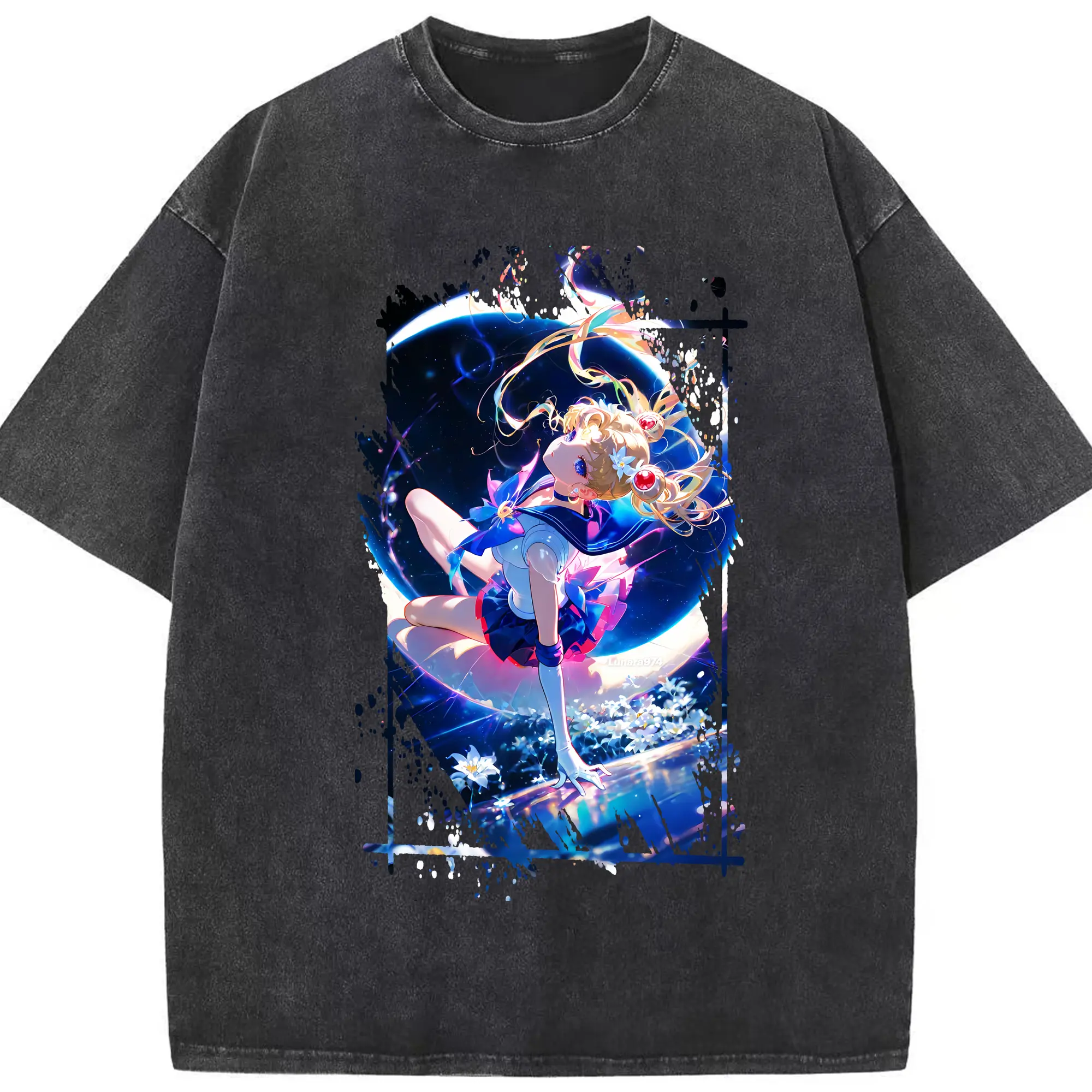 美少女戦士セーラームーン グッズ 月野 うさぎ - 綿100％ ヴィンテージ風 半袖Tシャツ ・ フロントプリント ・ 柔らか肌触り ・ 通気性 快適 ・ スポーツ カジュアル 外出用