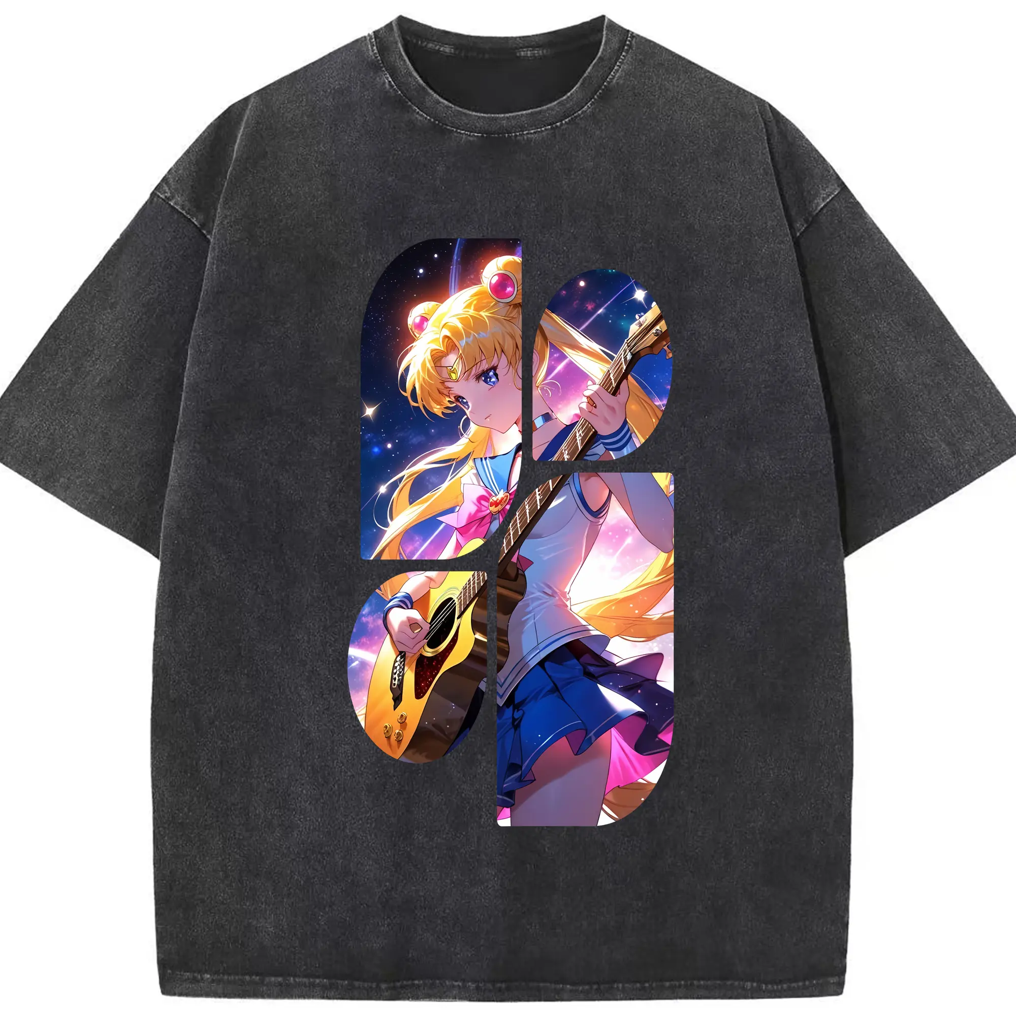 美少女戦士セーラームーン グッズ 月野 うさぎ - 綿100％ ヴィンテージ風 半袖Tシャツ ・ フロントプリント ・ 柔らか肌触り ・ 通気性 快適 ・ スポーツ カジュアル 外出用