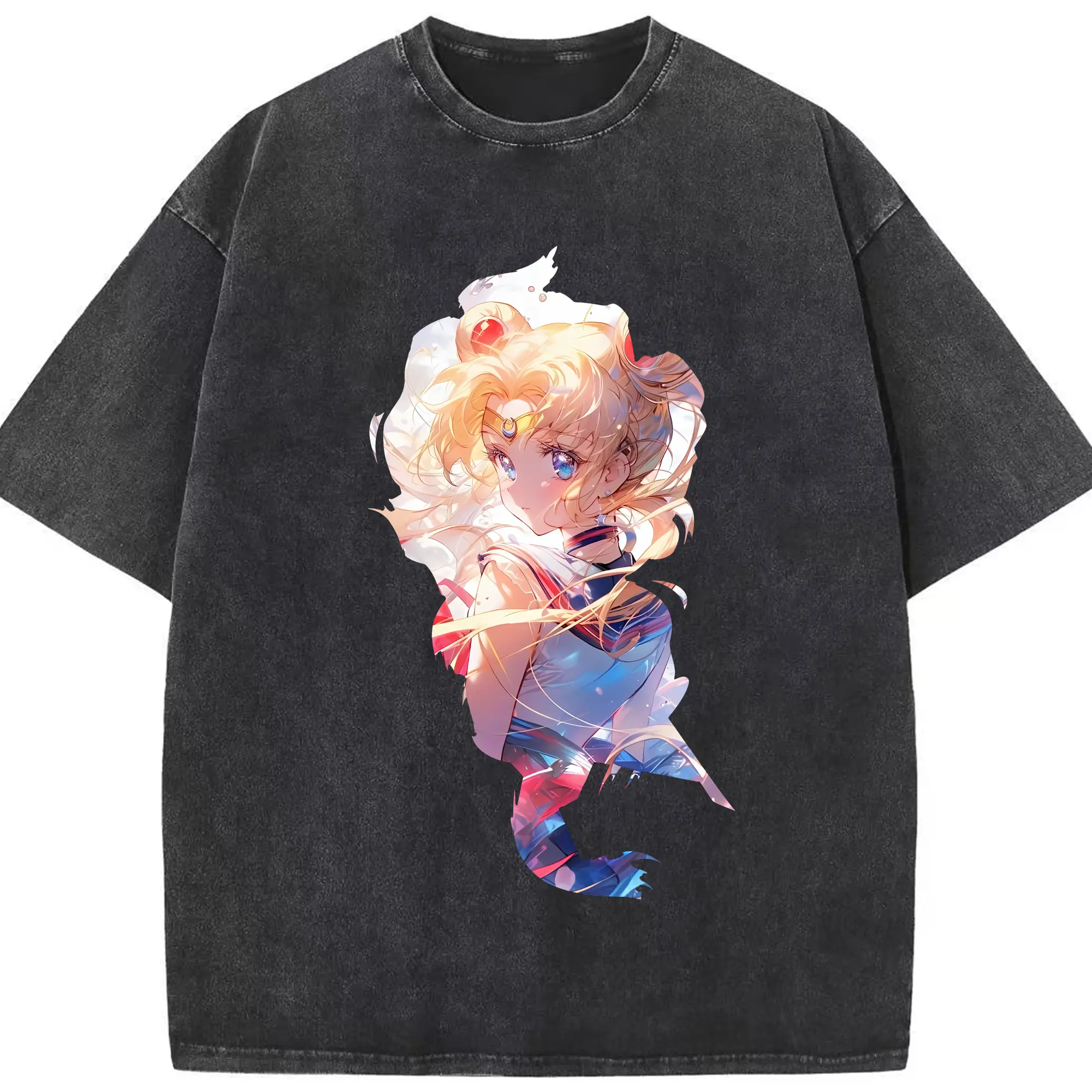 美少女戦士セーラームーン グッズ 月野 うさぎ - 綿100％ ヴィンテージ風 半袖Tシャツ ・ フロントプリント ・ 柔らか肌触り ・ 通気性 快適 ・ スポーツ カジュアル 外出用