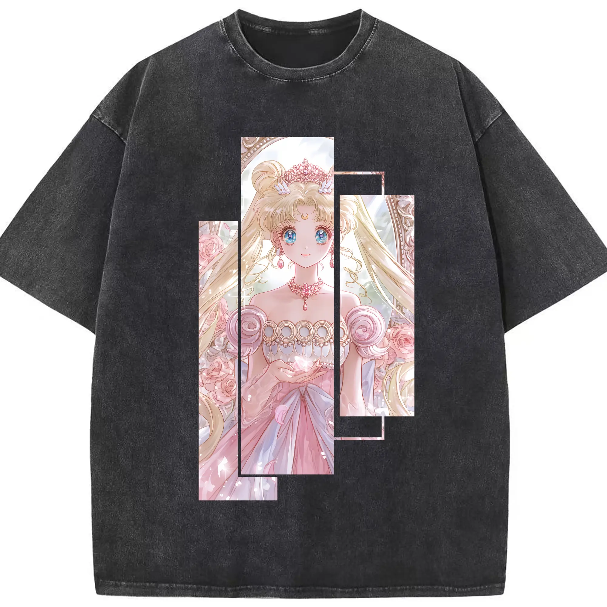 美少女戦士セーラームーン グッズ 月野 うさぎ - 綿100％ ヴィンテージ風 半袖Tシャツ ・ フロントプリント ・ 柔らか肌触り ・ 通気性 快適 ・ スポーツ カジュアル 外出用