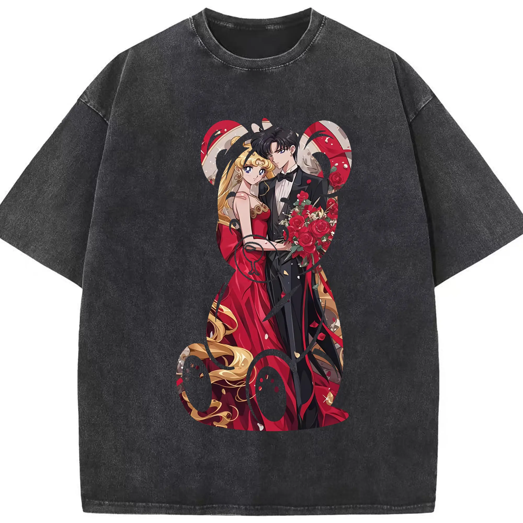 美少女戦士セーラームーン グッズ 月野 うさぎ - 綿100％ ヴィンテージ風 半袖Tシャツ ・ フロントプリント ・ 柔らか肌触り ・ 通気性 快適 ・ スポーツ カジュアル 外出用