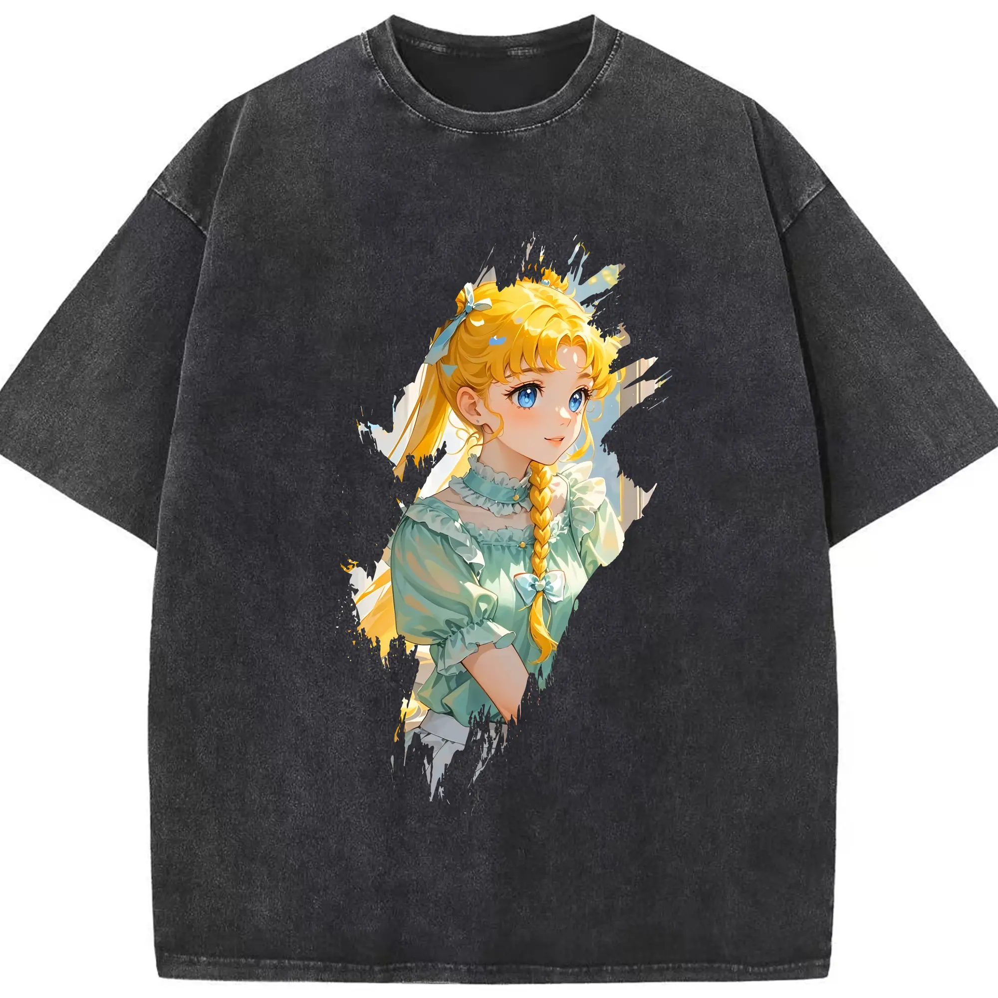 美少女戦士セーラームーン グッズ 月野 うさぎ - 綿100％ ヴィンテージ風 半袖Tシャツ ・ フロントプリント ・ 柔らか肌触り ・ 通気性 快適 ・ スポーツ カジュアル 外出用