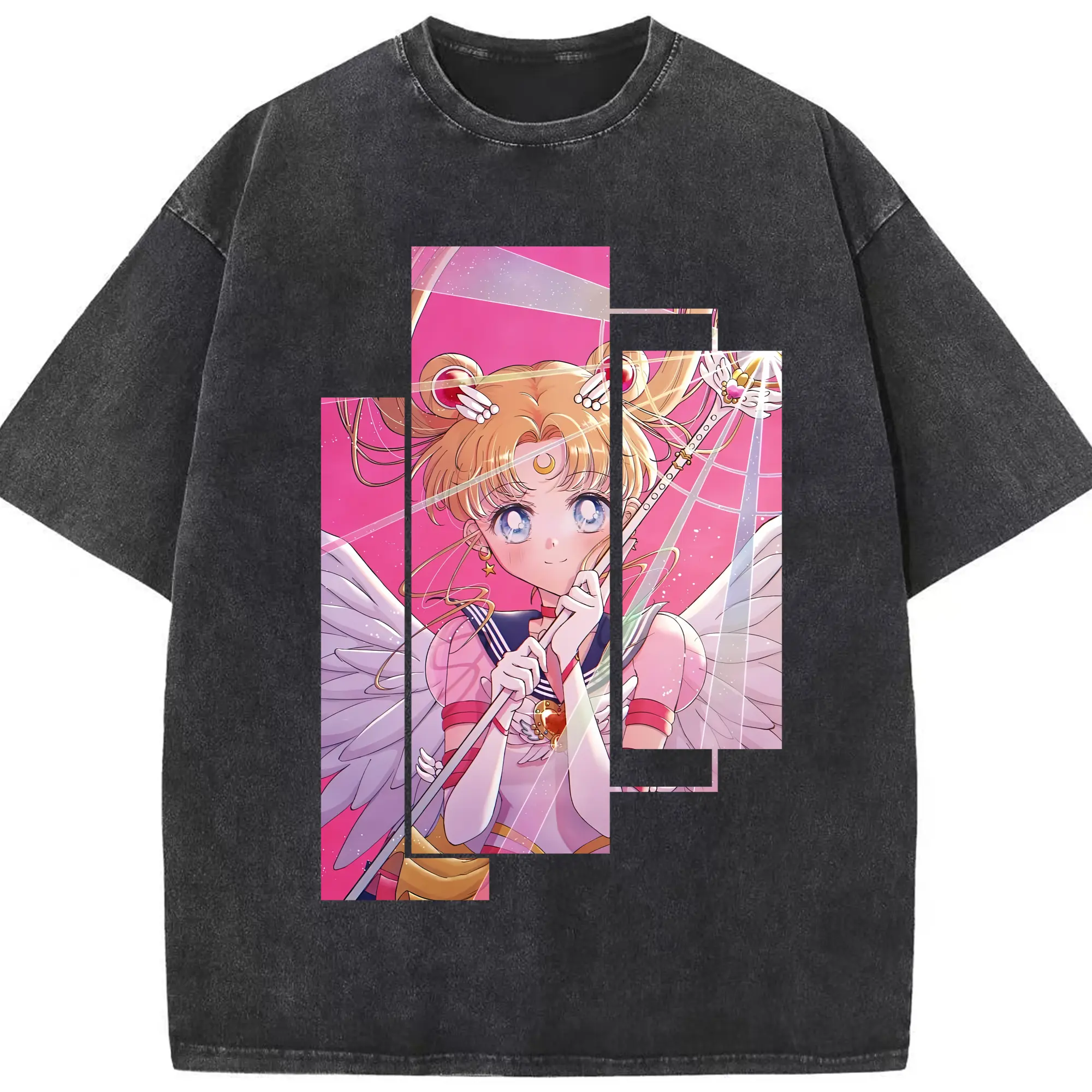 美少女戦士セーラームーン グッズ 月野 うさぎ - 綿100％ ヴィンテージ風 半袖Tシャツ ・ フロントプリント ・ 柔らか肌触り ・ 通気性 快適 ・ スポーツ カジュアル 外出用