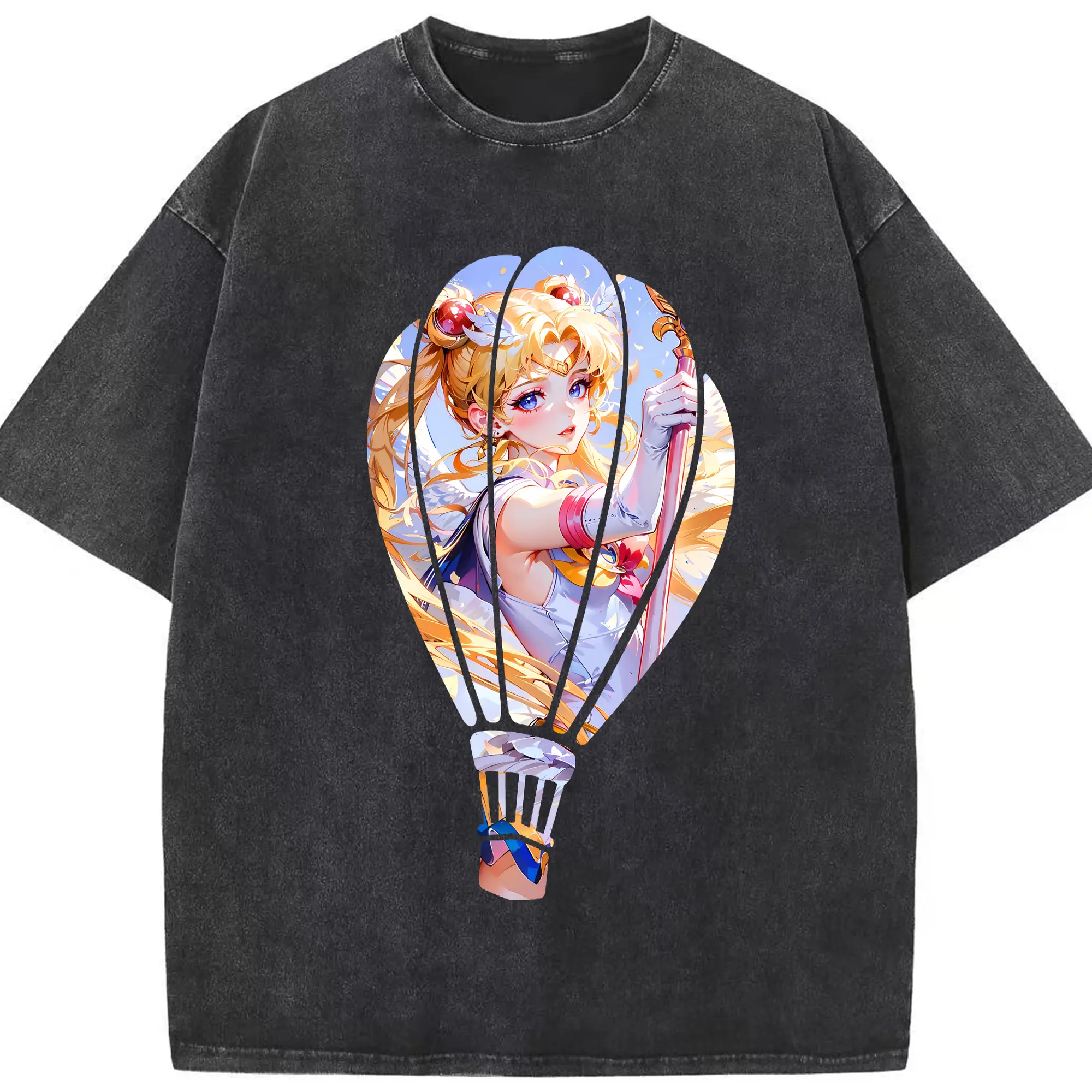 美少女戦士セーラームーン グッズ 月野 うさぎ - 綿100％ ヴィンテージ風 半袖Tシャツ ・ フロントプリント ・ 柔らか肌触り ・ 通気性 快適 ・ スポーツ カジュアル 外出用