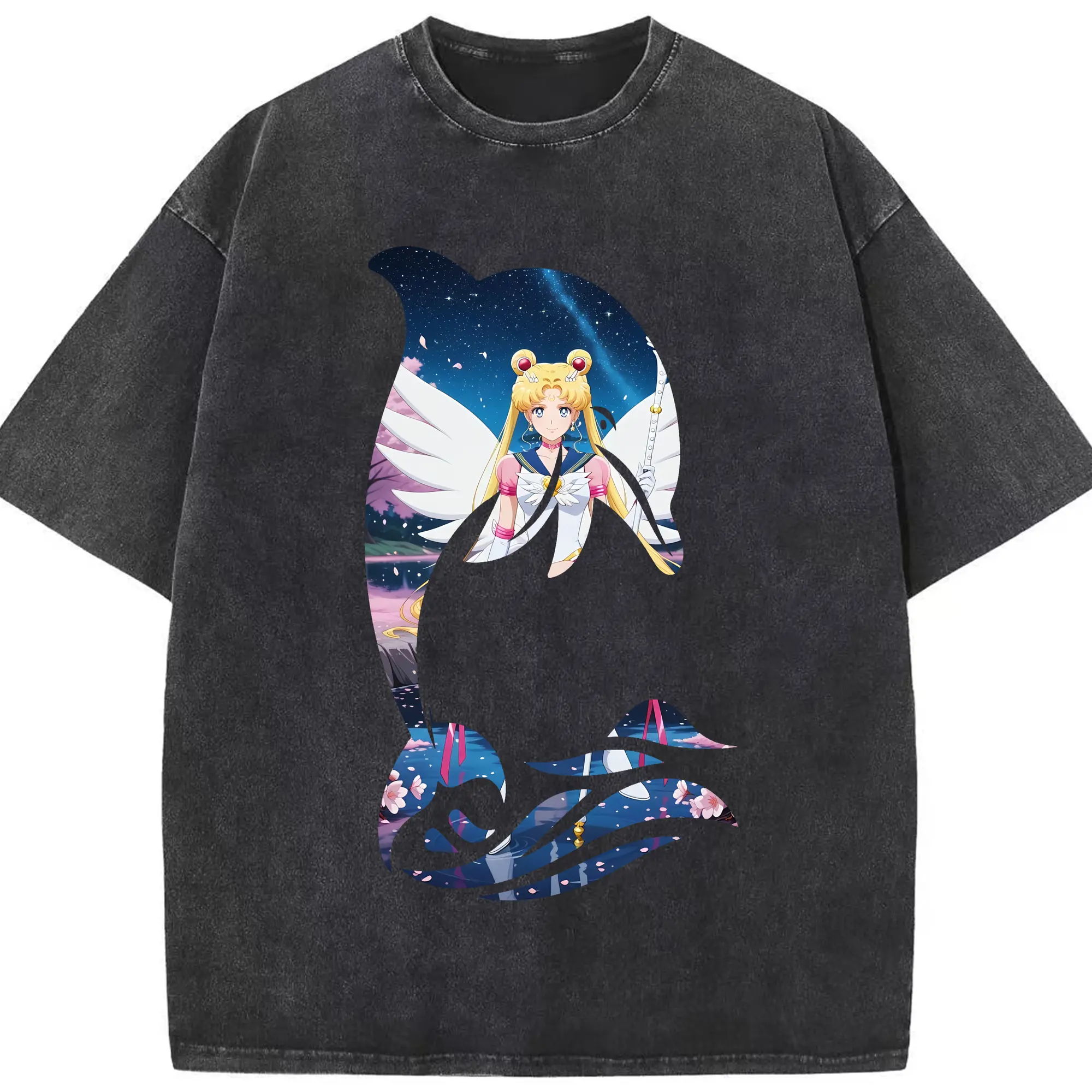 美少女戦士セーラームーン グッズ 月野 うさぎ - 綿100％ ヴィンテージ風 半袖Tシャツ ・ フロントプリント ・ 柔らか肌触り ・ 通気性 快適 ・ スポーツ カジュアル 外出用