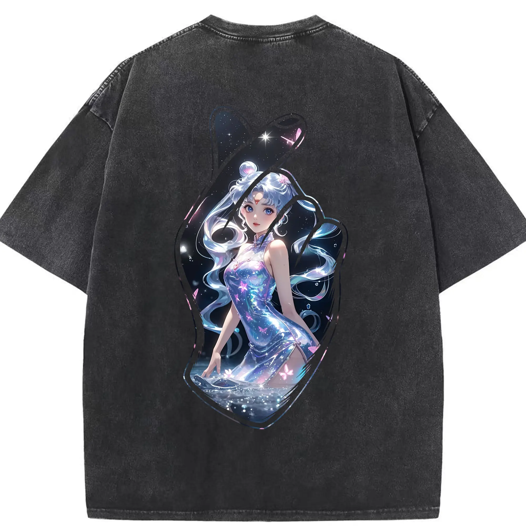 美少女戦士セーラームーン グッズ 月野 うさぎ - 綿100％ ヴィンテージ風 半袖Tシャツ ・ 背面プリント ・ 柔らか肌触り ・ 通気性 快適 ・ スポーツ カジュアル 外出用