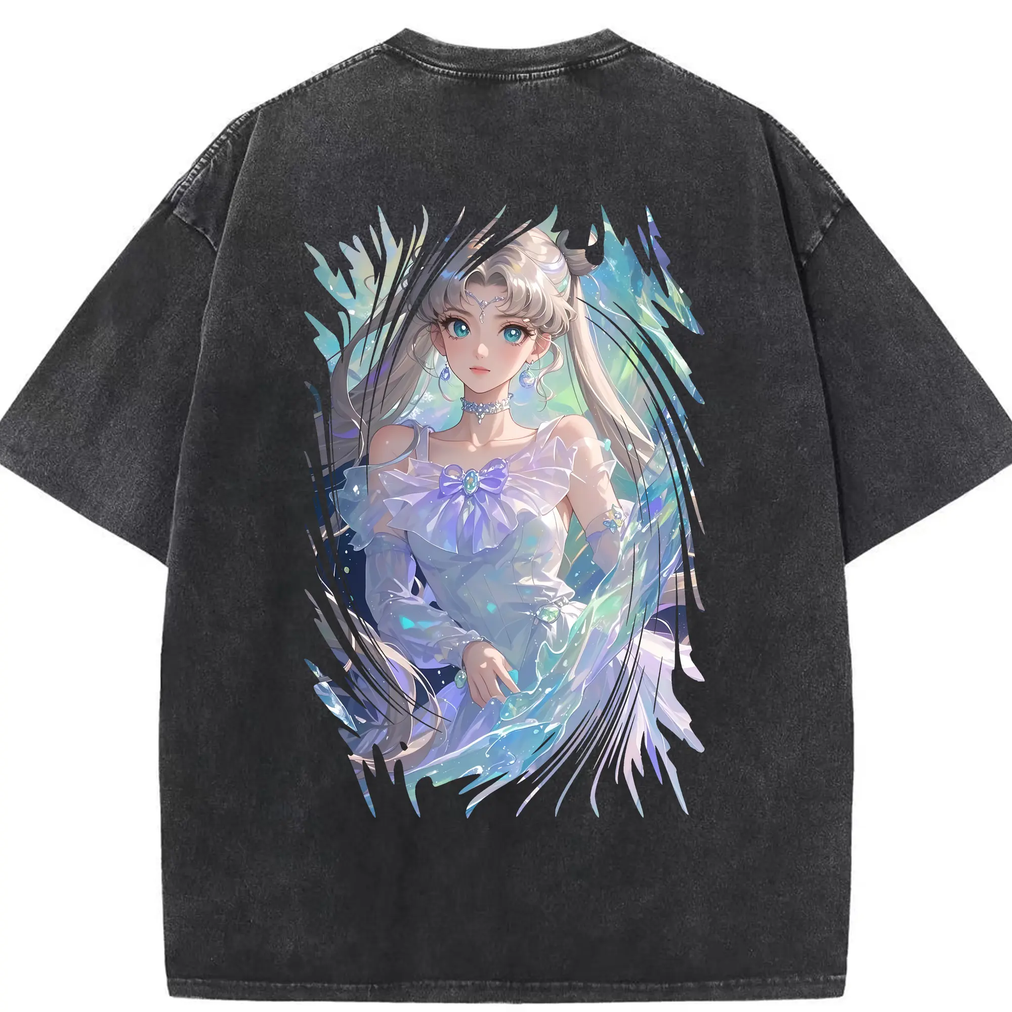 美少女戦士セーラームーン グッズ 月野 うさぎ - 綿100％ ヴィンテージ風 半袖Tシャツ ・ 背面プリント ・ 柔らか肌触り ・ 通気性 快適 ・ スポーツ カジュアル 外出用