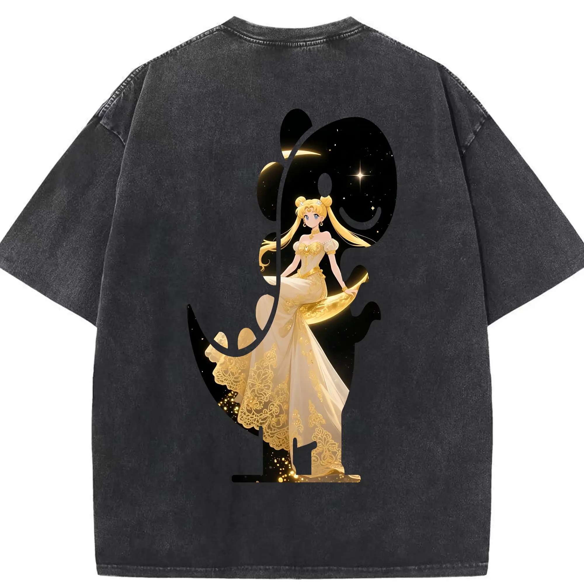 美少女戦士セーラームーン グッズ 月野 うさぎ - 綿100％ ヴィンテージ風 半袖Tシャツ ・ 背面プリント ・ 柔らか肌触り ・ 通気性 快適 ・ スポーツ カジュアル 外出用