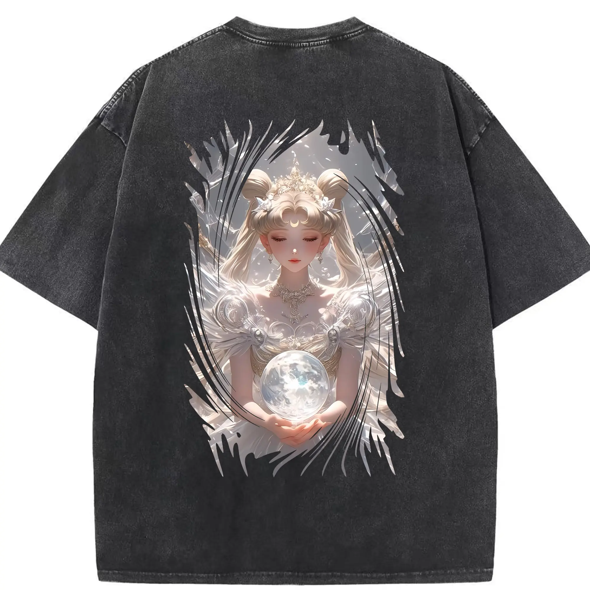 美少女戦士セーラームーン グッズ 月野 うさぎ - 綿100％ ヴィンテージ風 半袖Tシャツ ・ 背面プリント ・ 柔らか肌触り ・ 通気性 快適 ・ スポーツ カジュアル 外出用