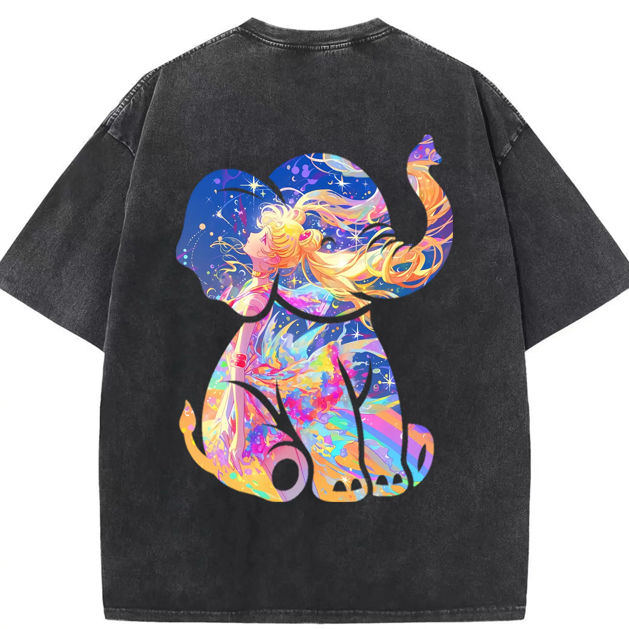 美少女戦士セーラームーン グッズ 月野 うさぎ - 綿100％ ヴィンテージ風 半袖Tシャツ ・ 背面プリント ・ 柔らか肌触り ・ 通気性 快適 ・ スポーツ カジュアル 外出用