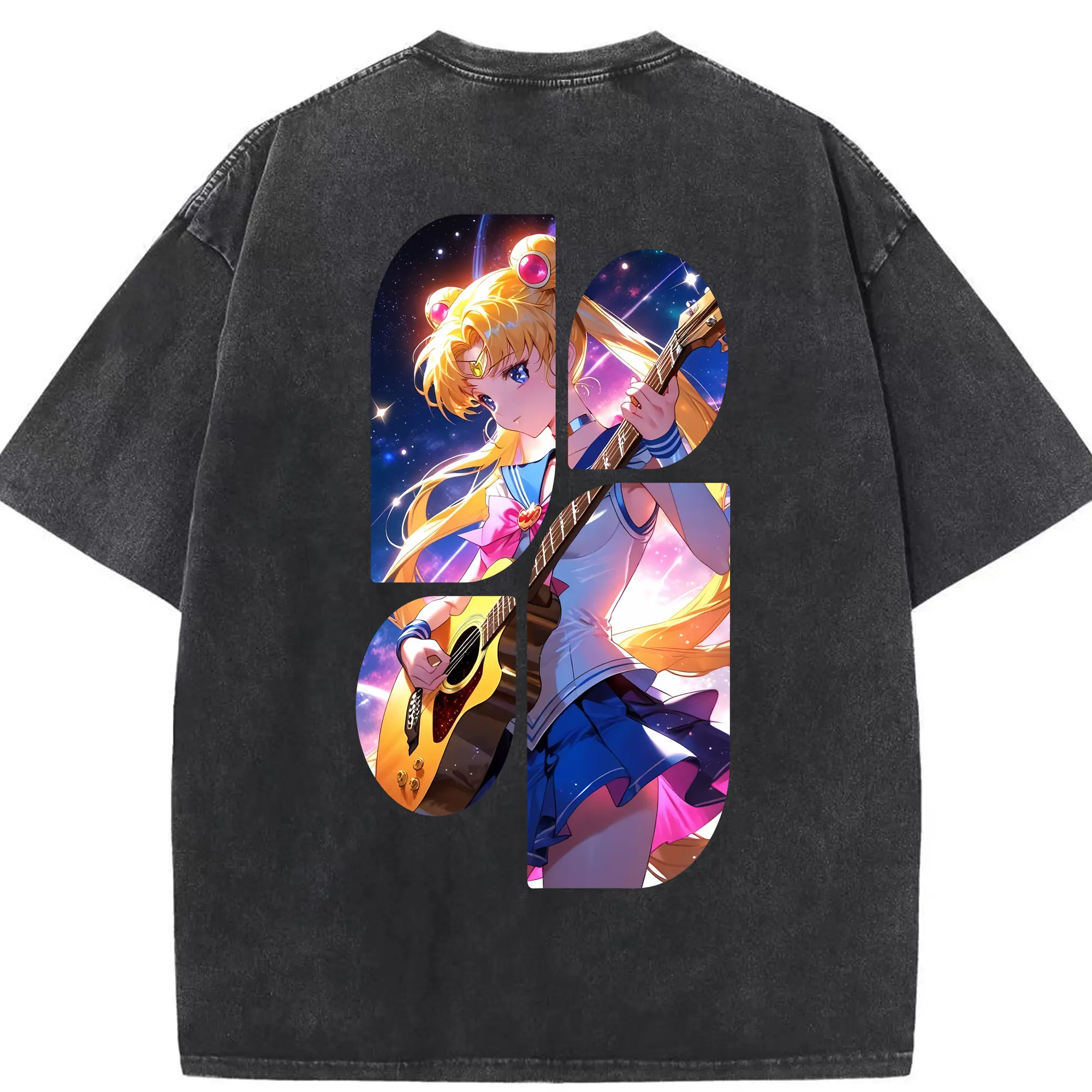 美少女戦士セーラームーン グッズ 月野 うさぎ - 綿100％ ヴィンテージ風 半袖Tシャツ ・ 背面プリント ・ 柔らか肌触り ・ 通気性 快適 ・ スポーツ カジュアル 外出用