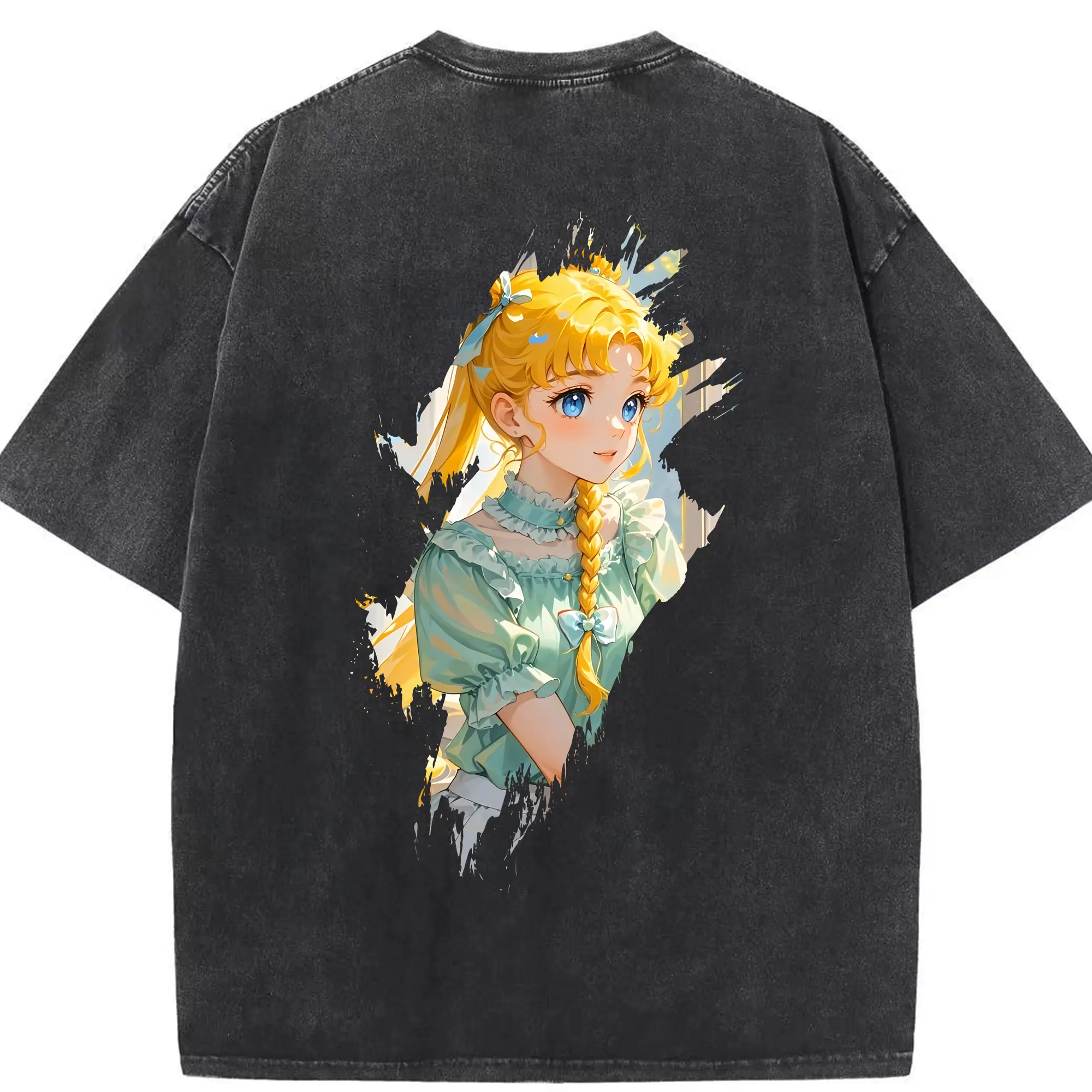 美少女戦士セーラームーン グッズ 月野 うさぎ - 綿100％ ヴィンテージ風 半袖Tシャツ ・ 背面プリント ・ 柔らか肌触り ・ 通気性 快適 ・ スポーツ カジュアル 外出用