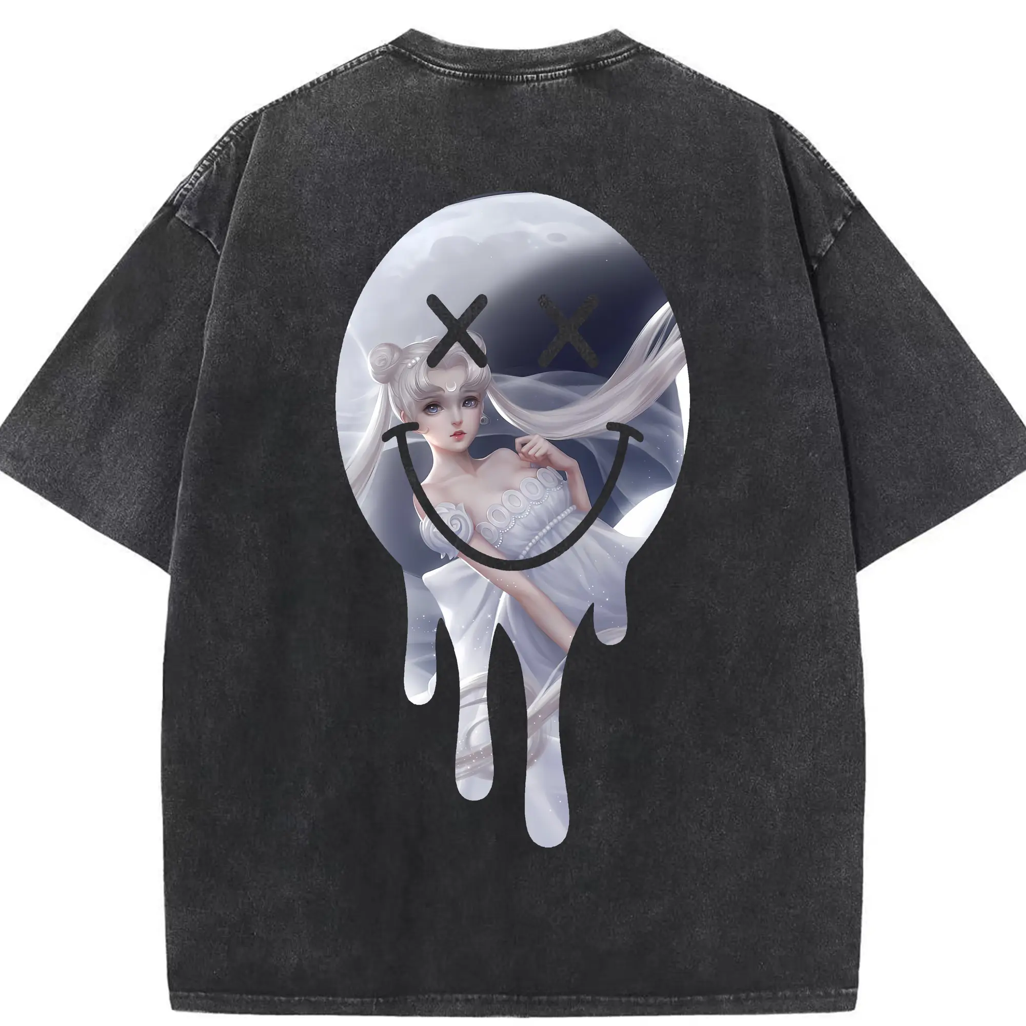 美少女戦士セーラームーン グッズ 月野 うさぎ - 綿100％ ヴィンテージ風 半袖Tシャツ ・ 背面プリント ・ 柔らか肌触り ・ 通気性 快適 ・ スポーツ カジュアル 外出用