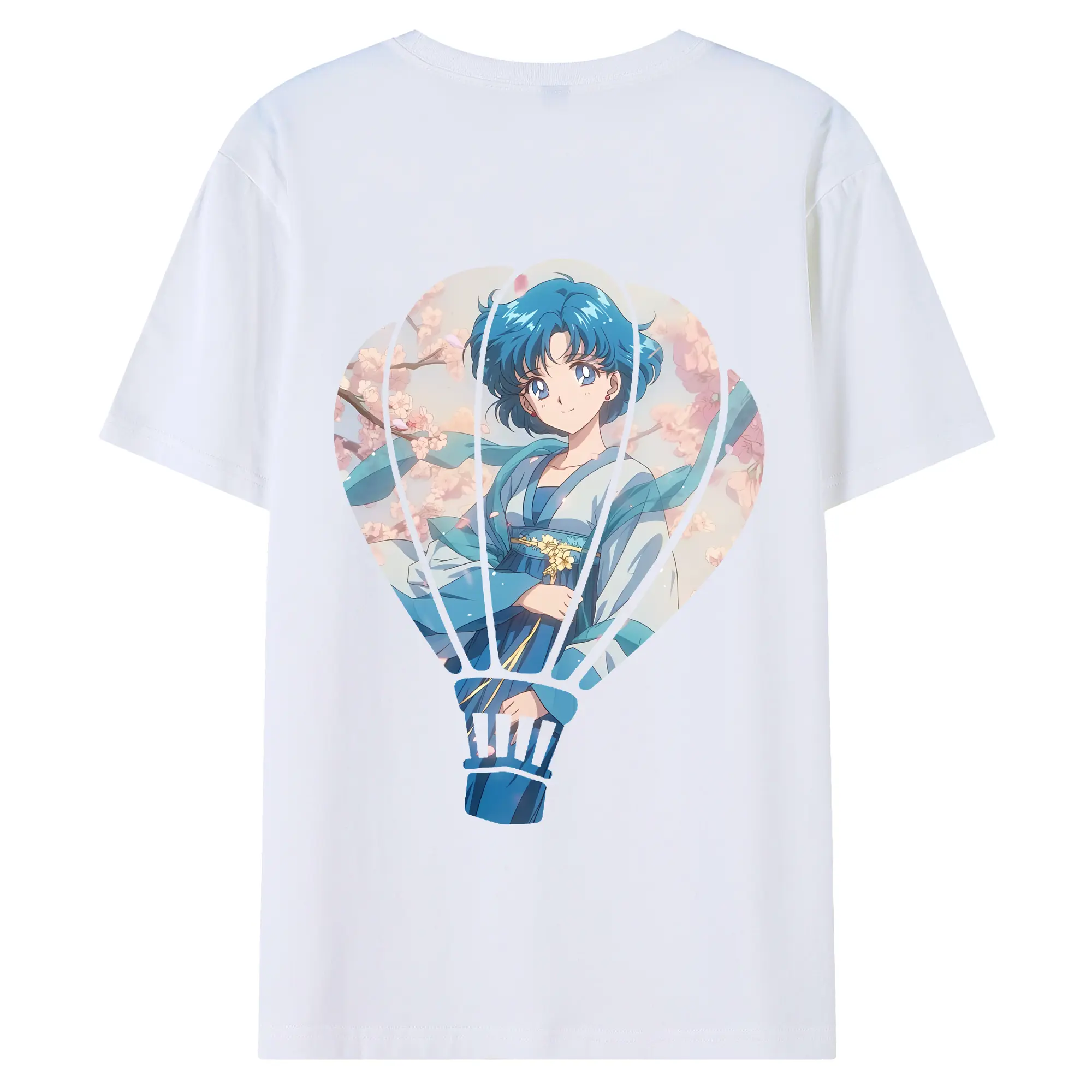 美少女戦士セーラームーン グッズ 水野 亜美 - 綿100％ 半袖Tシャツ ・ バックプリント ・ 快適 通気性 ・ 日常使い 散歩 スポーツ用