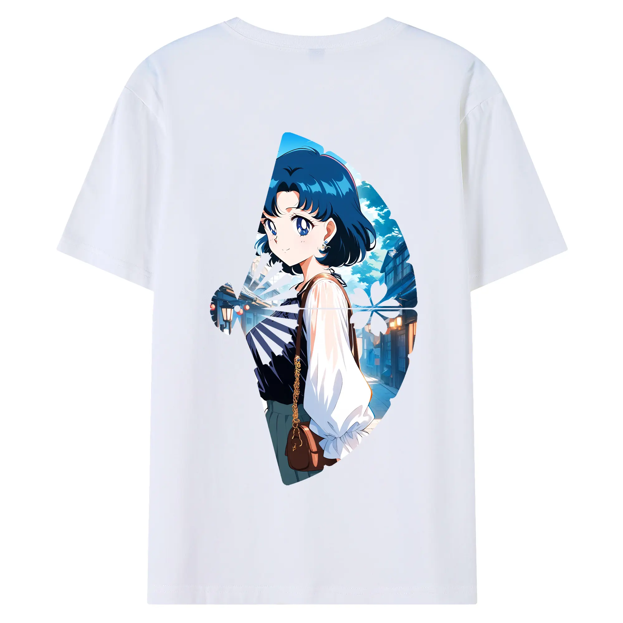 美少女戦士セーラームーン グッズ 水野 亜美 - 綿100％ 半袖Tシャツ ・ バックプリント ・ 快適 通気性 ・ 日常使い 散歩 スポーツ用