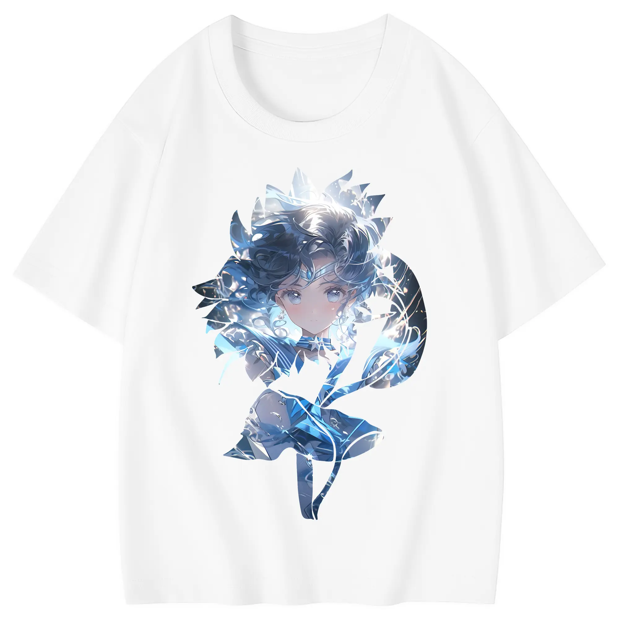 美少女戦士セーラームーン グッズ 水野 亜美 - 綿100％ キッズTシャツ ・ フロントプリント ・ 快適 通気性 ・ スポーツ カジュアル 散歩用
