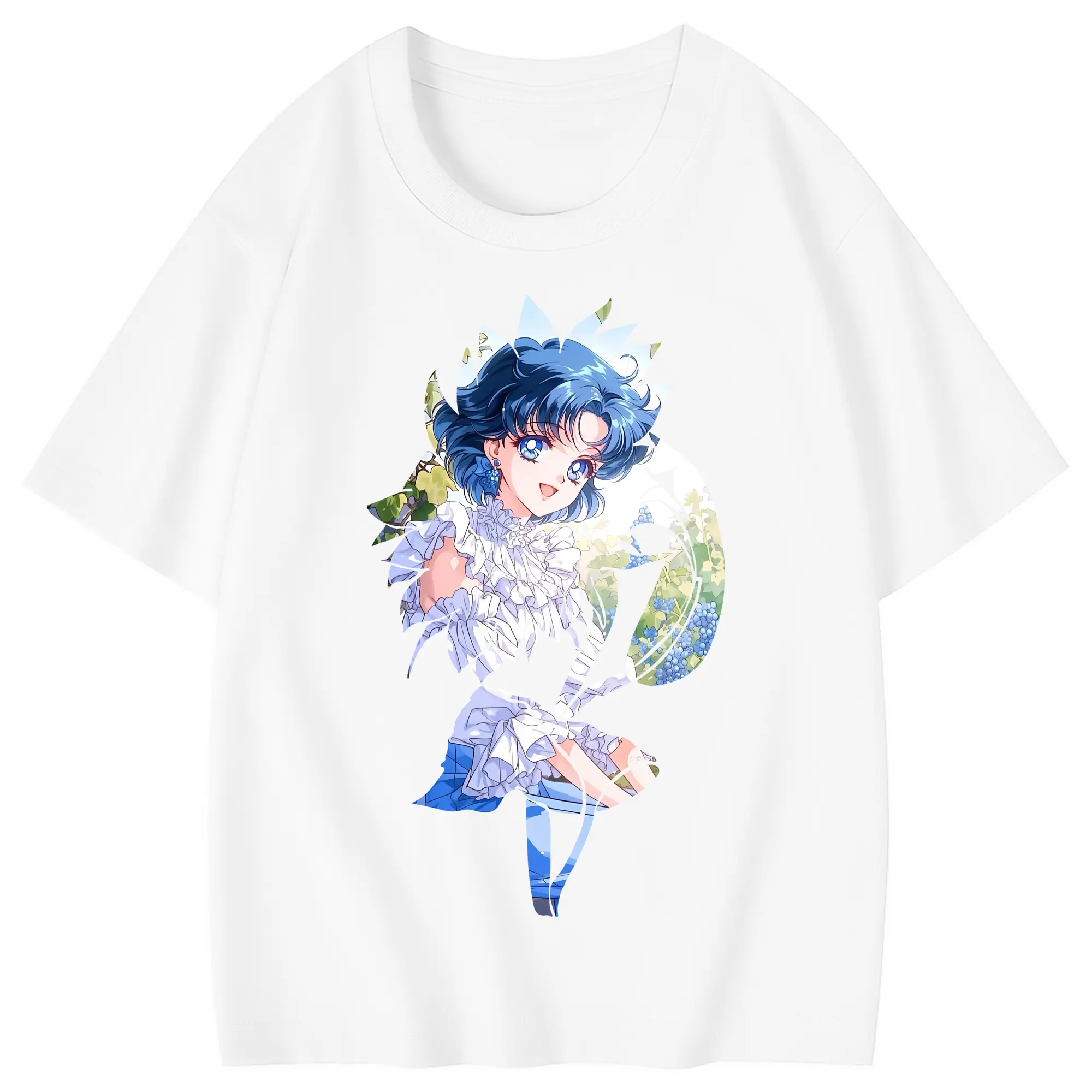 美少女戦士セーラームーン グッズ 水野 亜美 - 綿100％ キッズTシャツ ・ フロントプリント ・ 快適 通気性 ・ スポーツ カジュアル 散歩用