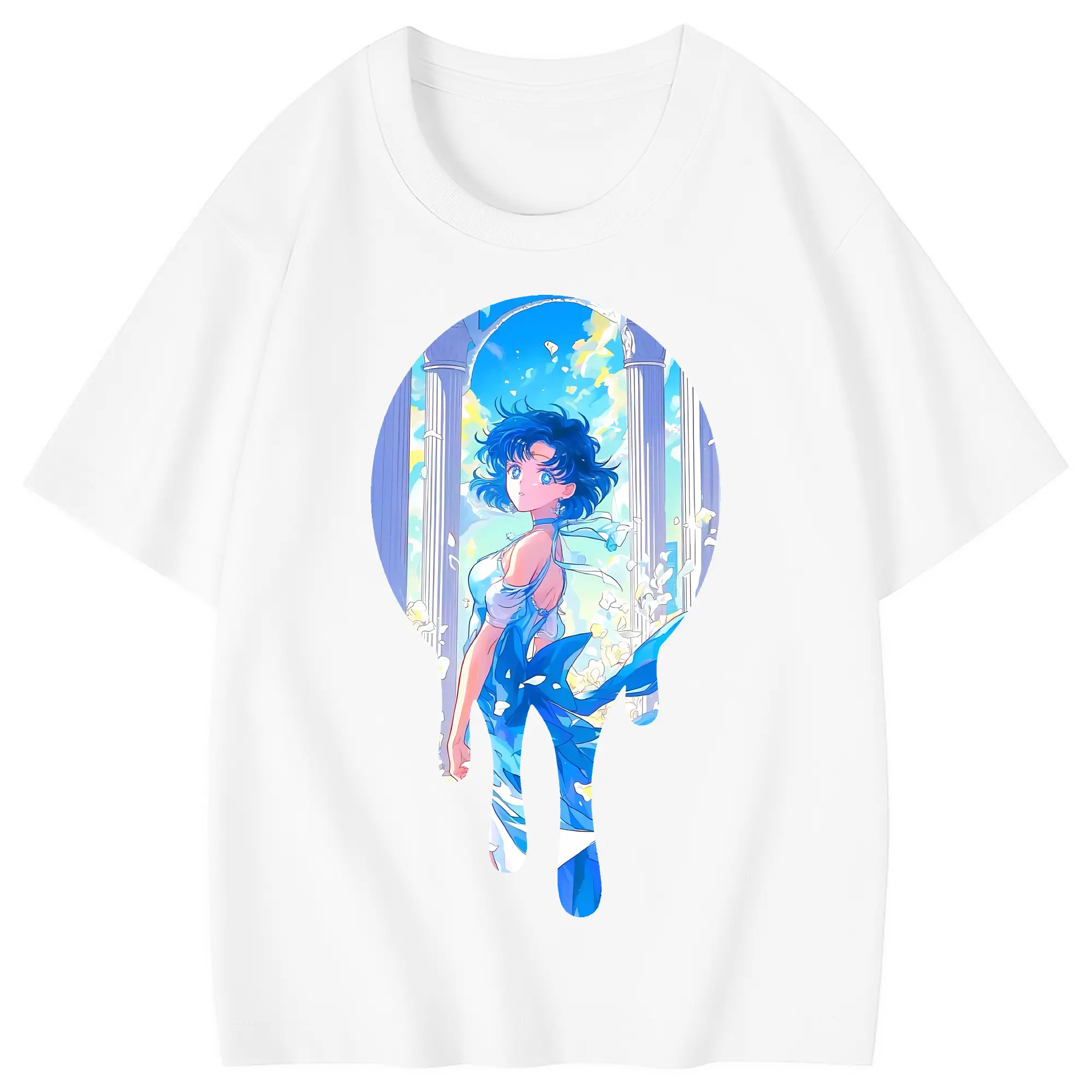 美少女戦士セーラームーン グッズ 水野 亜美 - 綿100％ キッズTシャツ ・ フロントプリント ・ 快適 通気性 ・ スポーツ カジュアル 散歩用