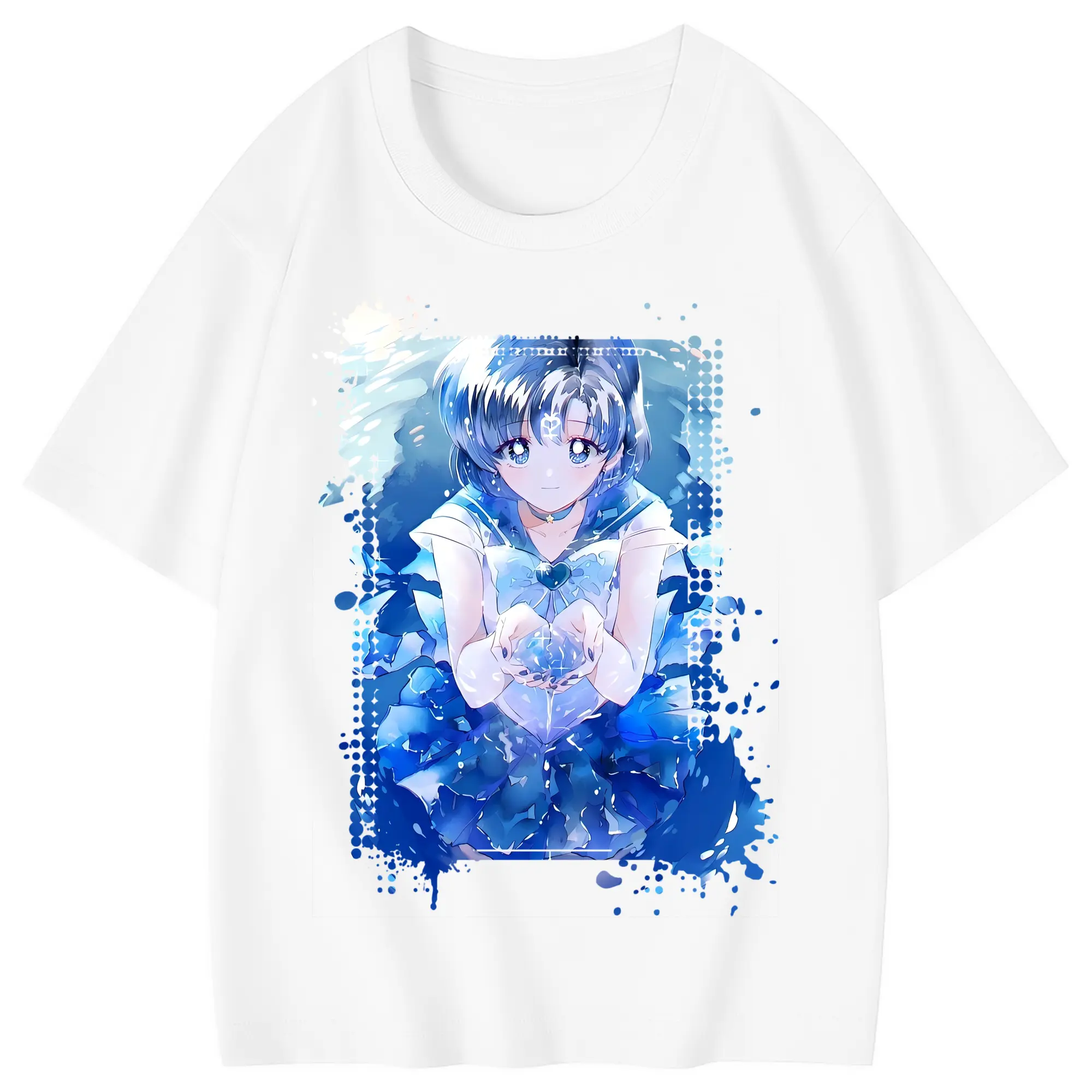 美少女戦士セーラームーン グッズ 水野 亜美 - 綿100％ キッズTシャツ ・ フロントプリント ・ 快適 通気性 ・ スポーツ カジュアル 散歩用