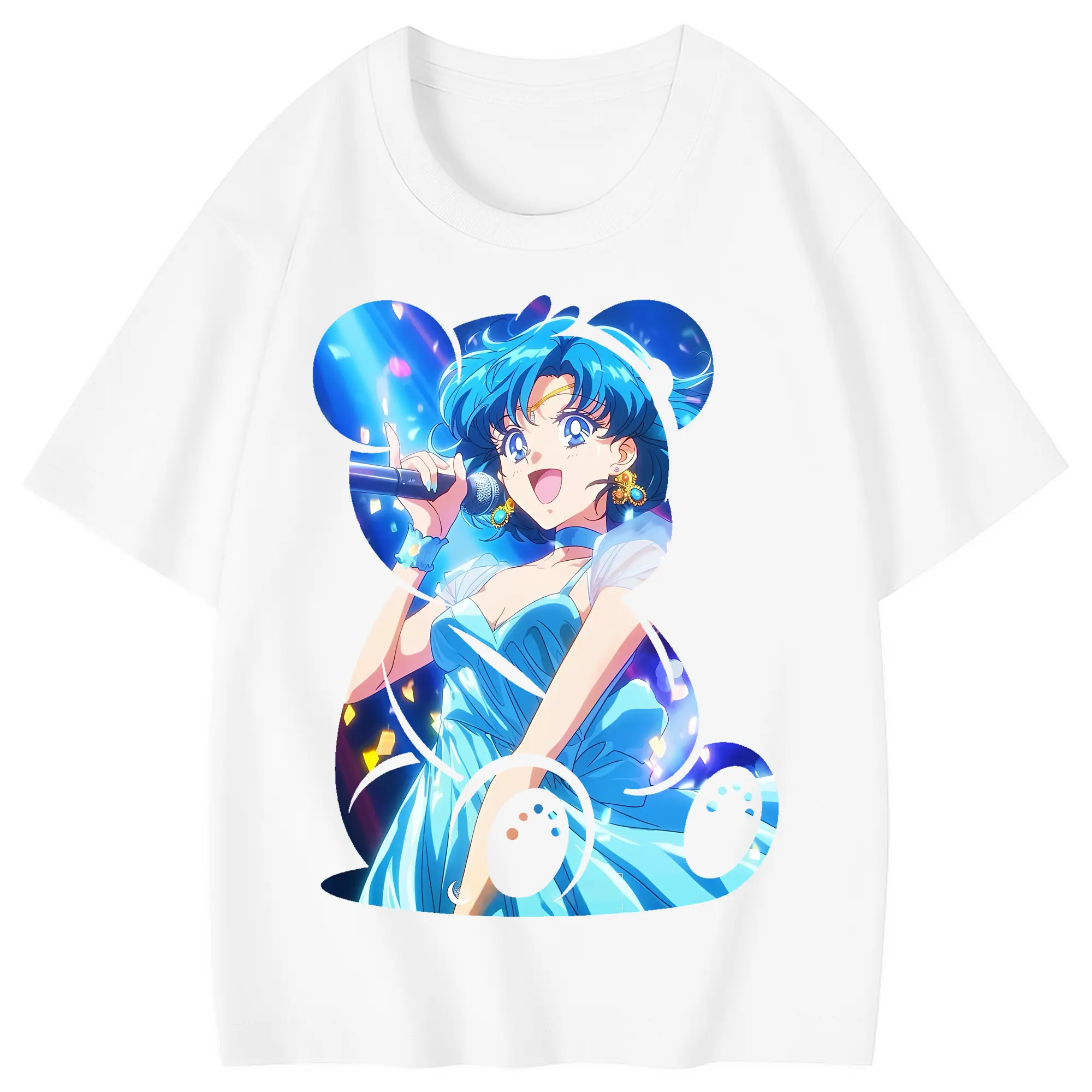 美少女戦士セーラームーン グッズ 水野 亜美 - 綿100％ キッズTシャツ ・ フロントプリント ・ 快適 通気性 ・ スポーツ カジュアル 散歩用