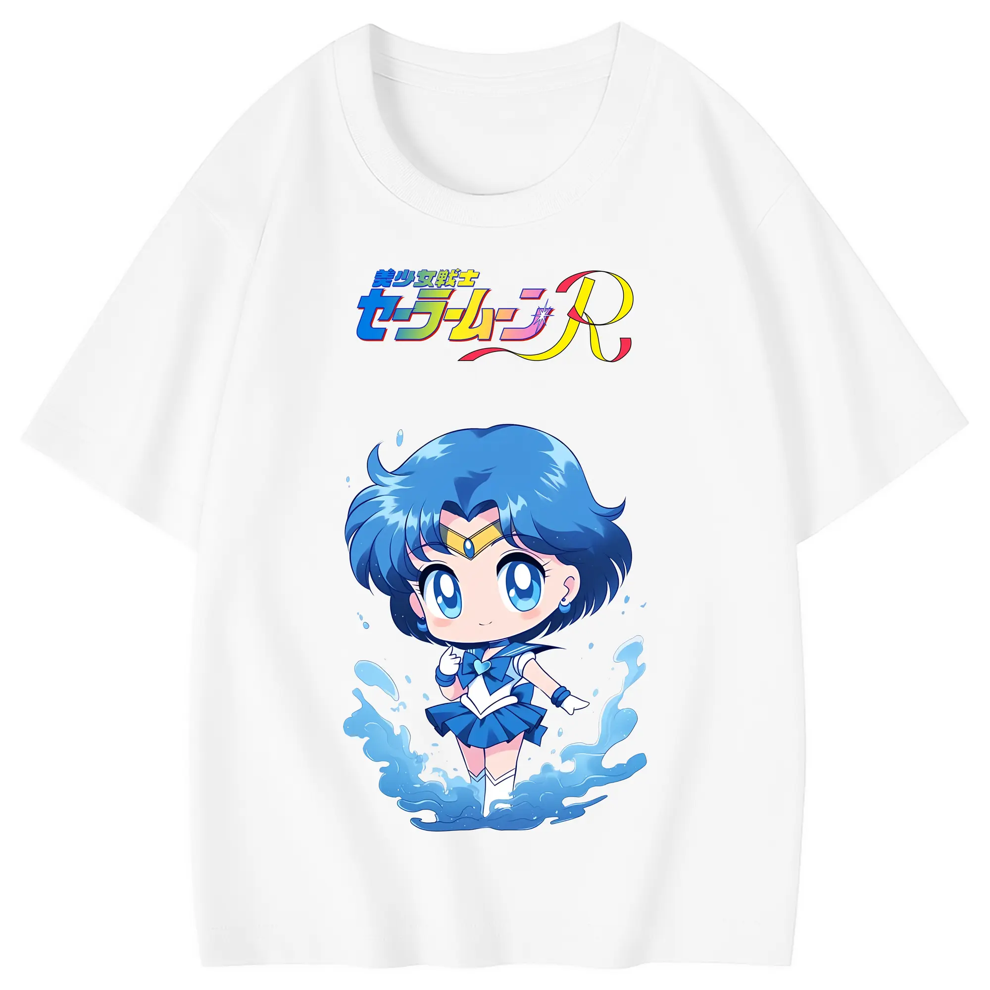 美少女戦士セーラームーン グッズ 水野 亜美 - 綿100％ キッズTシャツ ・ フロントプリント ・ 快適 通気性 ・ スポーツ カジュアル 散歩用