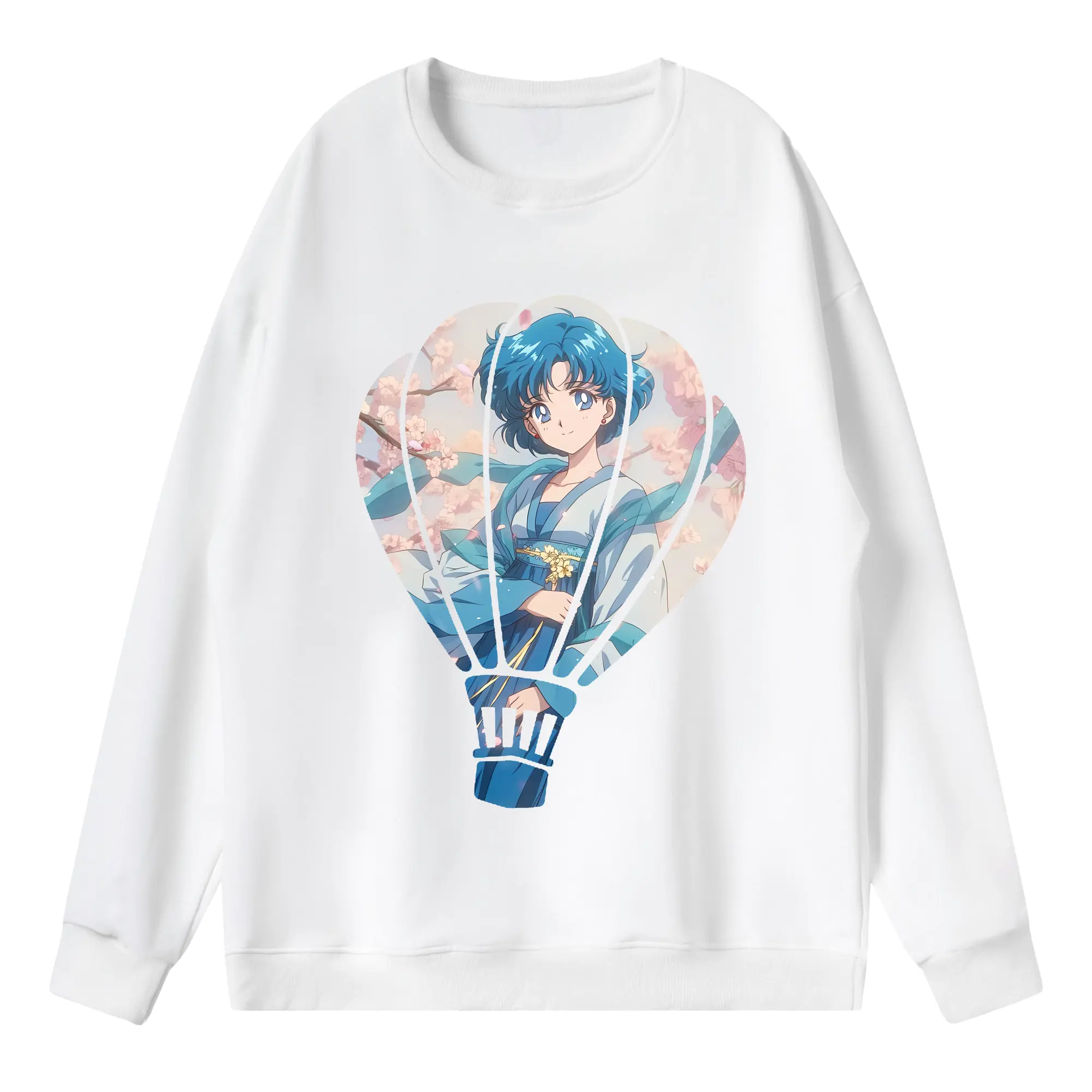 美少女戦士セーラームーン グッズ 水野 亜美 - 薄手 クルーネック スウェット 裏毛260g · ポリエステル 春秋向け カジュアル 男女兼用 · トレーナー デイリー スポーツ 散歩に最適