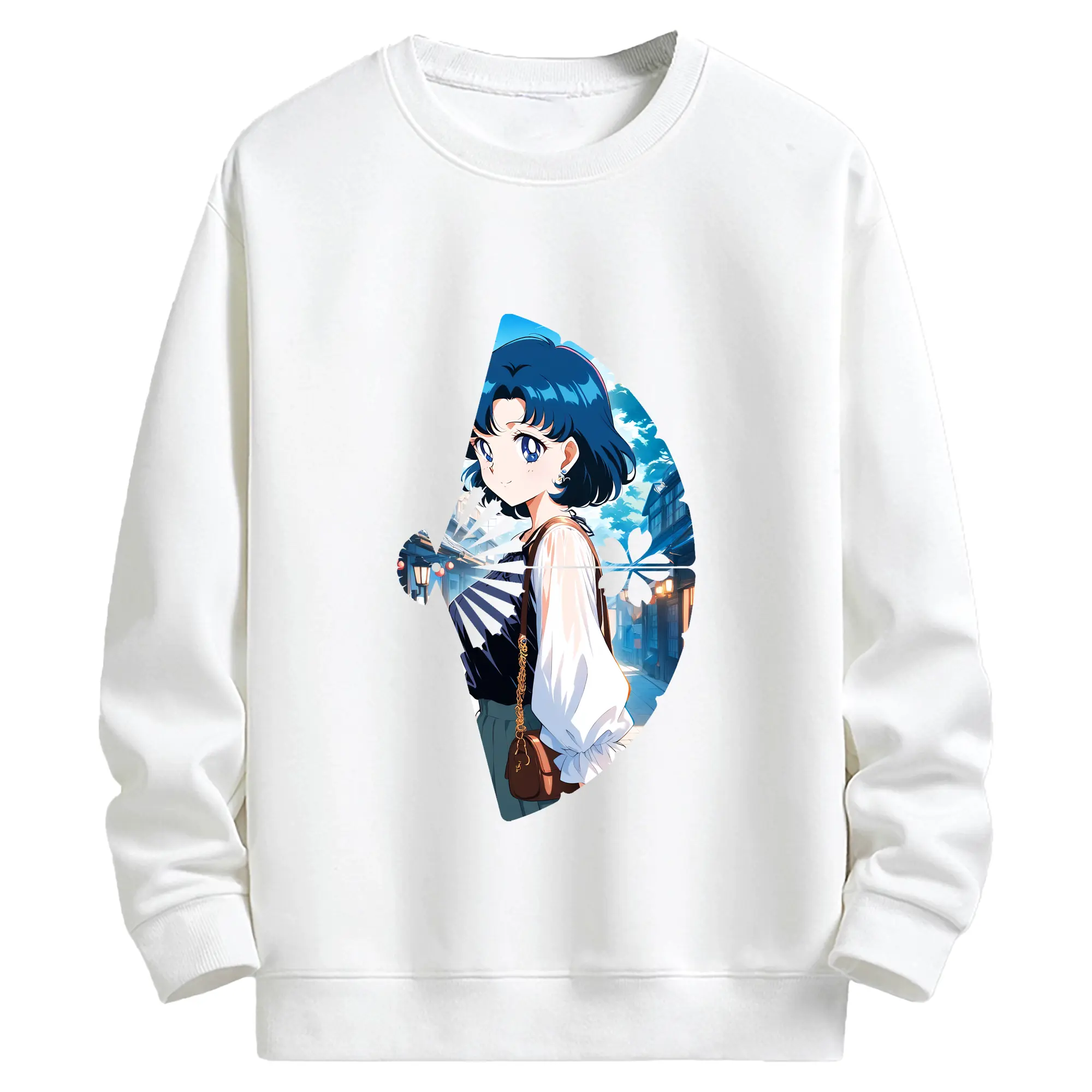美少女戦士セーラームーン グッズ 水野 亜美 - キッズ クルーネックスウェットシャツ ・ フロントプリント ・ 綿80％ ポリエステル20％ ・ 快適 通学 スポーツ 日常使い お散歩用