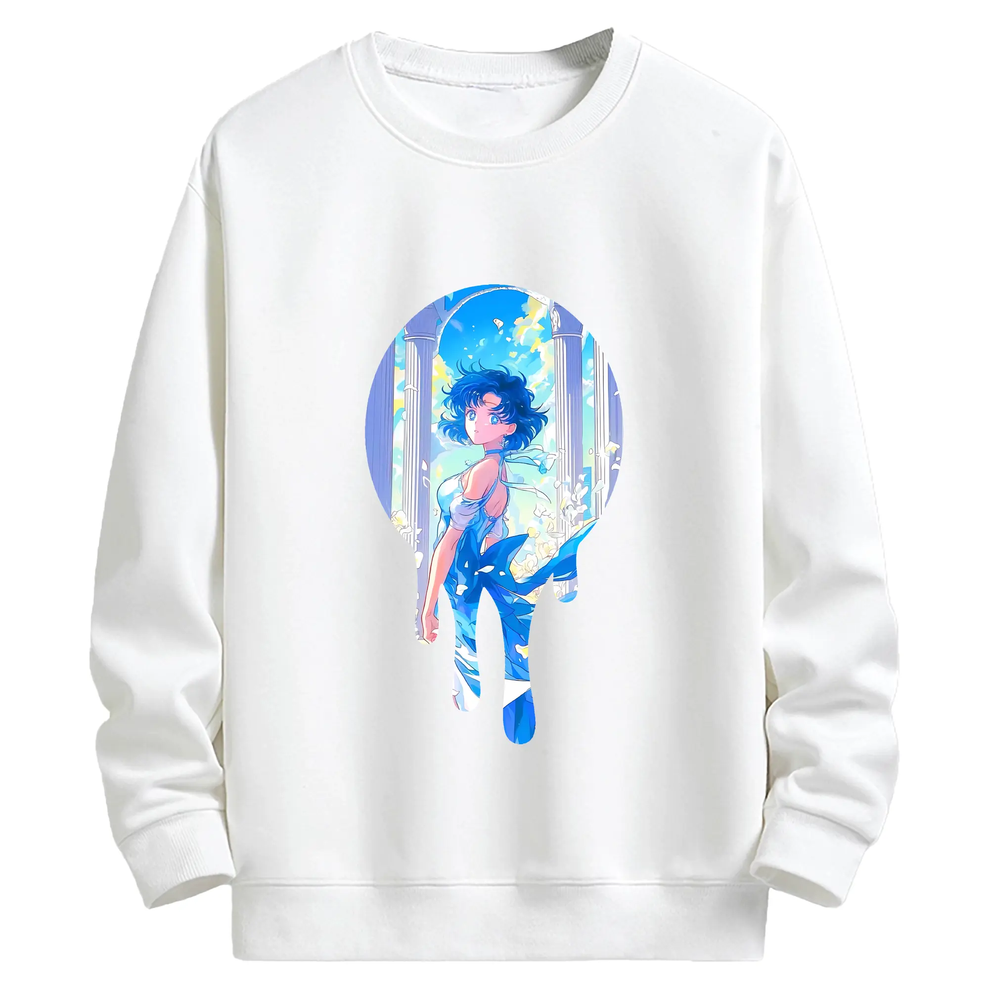 美少女戦士セーラームーン グッズ 水野 亜美 - キッズ クルーネックスウェットシャツ ・ フロントプリント ・ 綿80％ ポリエステル20％ ・ 快適 通学 スポーツ 日常使い お散歩用